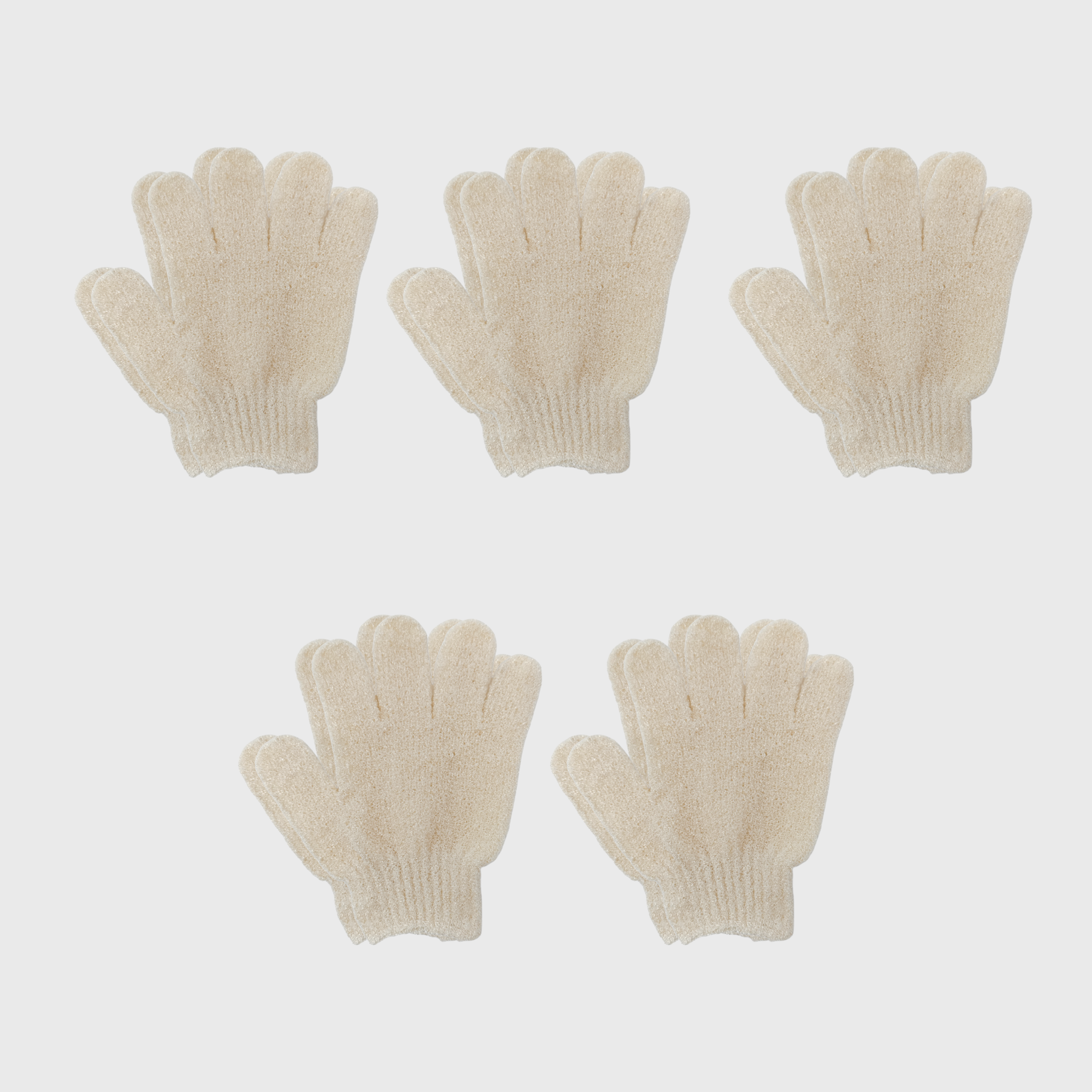 Spa Essentials 5 Pair Exfoliating Bath Gloves - Gentle Dead Skin Removal, Deep Cleaning & Exfoliating Body Scrub Gloves for Shower (Unscented)