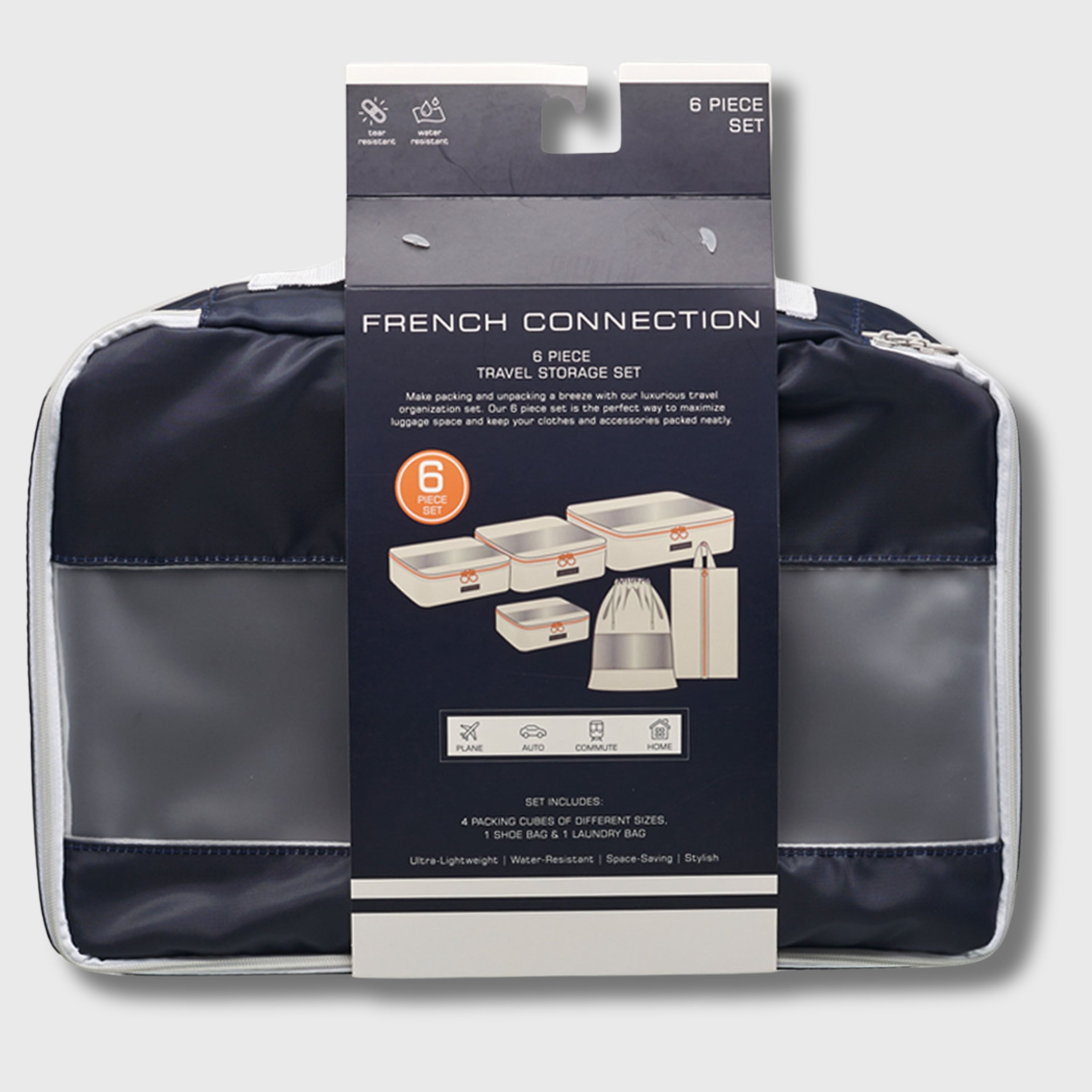 French Connection 6pc Packing Cube Set - Travel Storage Set for Luggage