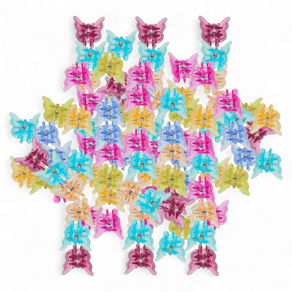 Willow & Ruby Girl's 50-Piece Mini Flower Hair Claw Clips - Multicolor Set, No-Slip Design - 50pcs