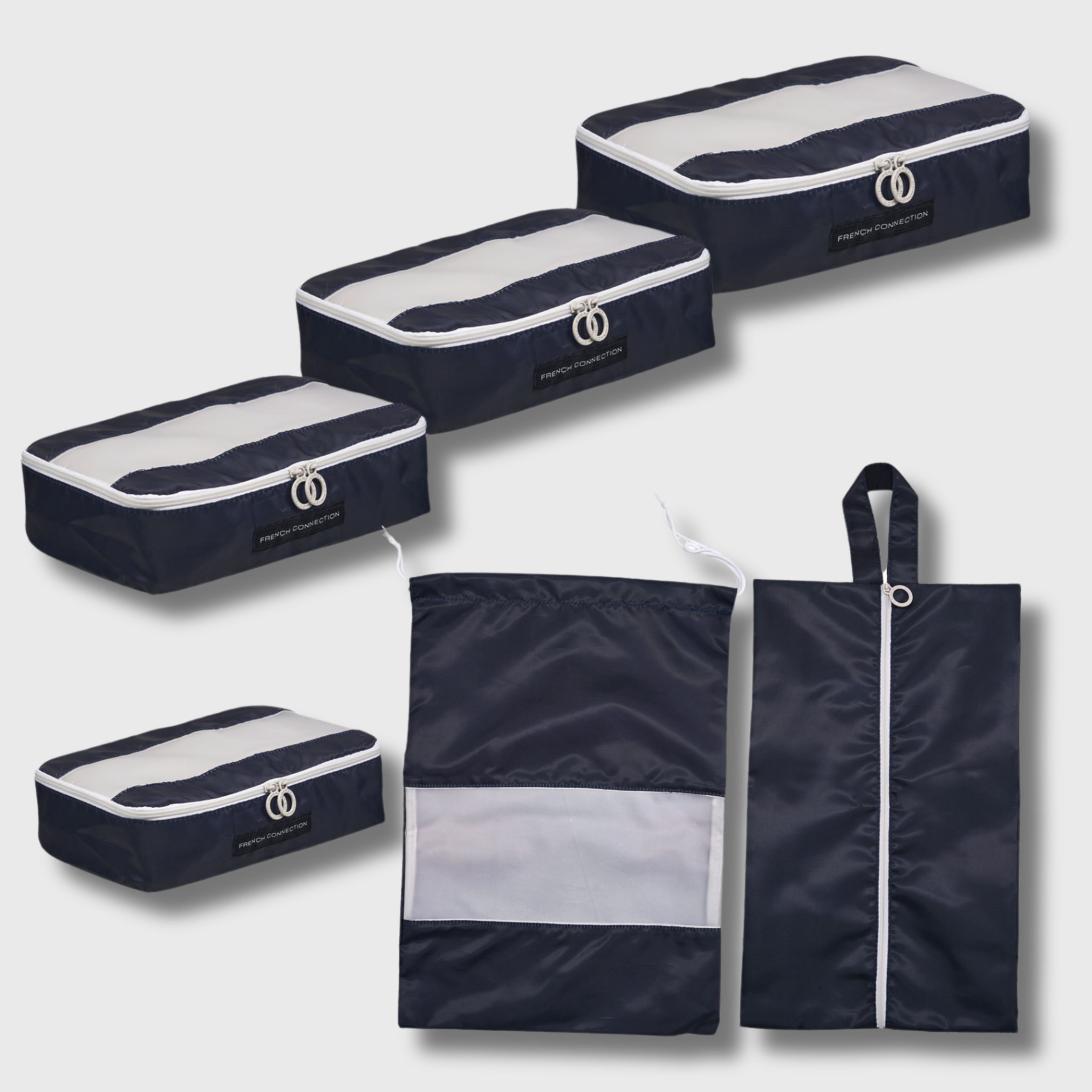 French Connection 6pc Packing Cube Set - Travel Storage Set for Luggage