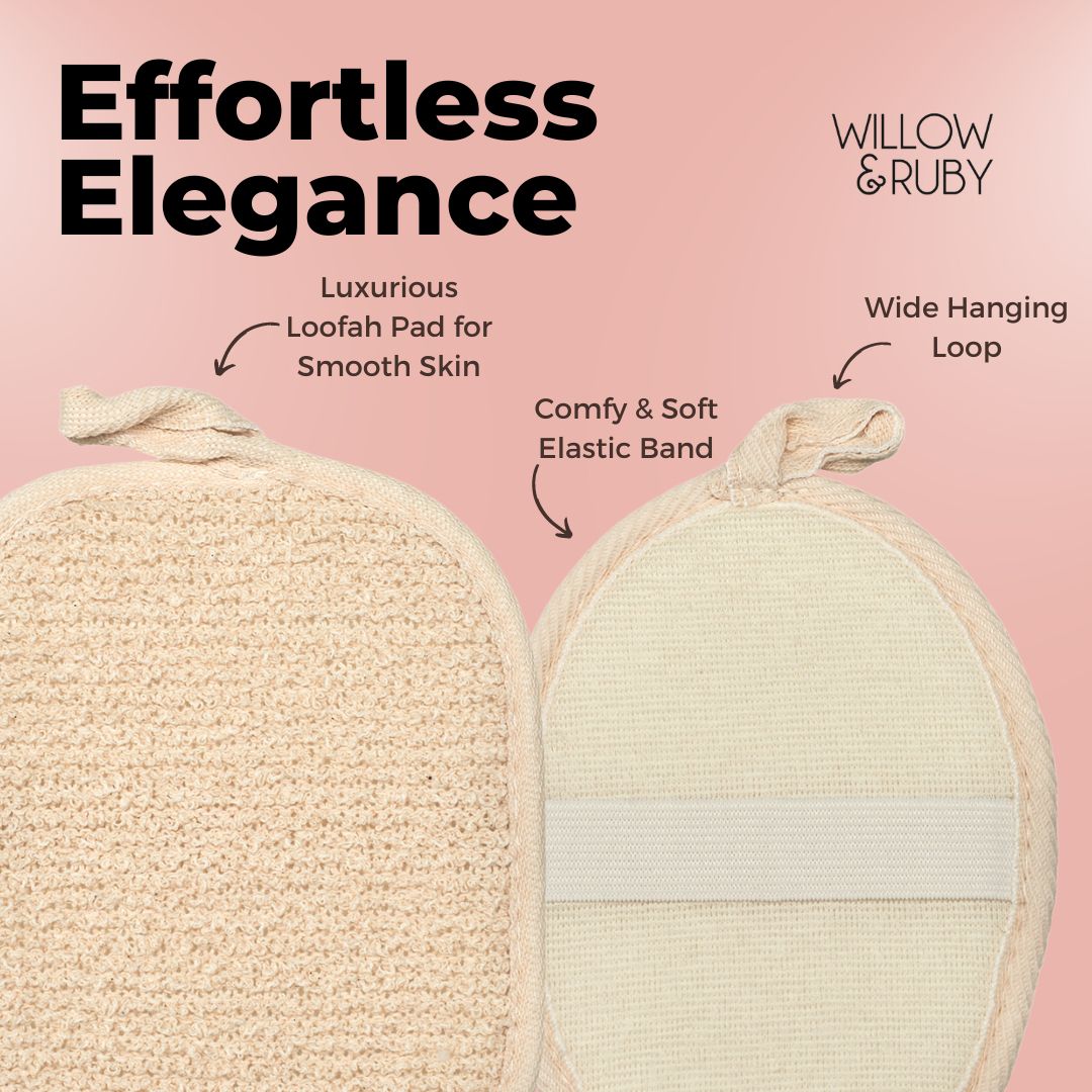 Willow & Ruby Body Scrubber Duo - Exfoliating & Cleansing Loofah, Chamomile