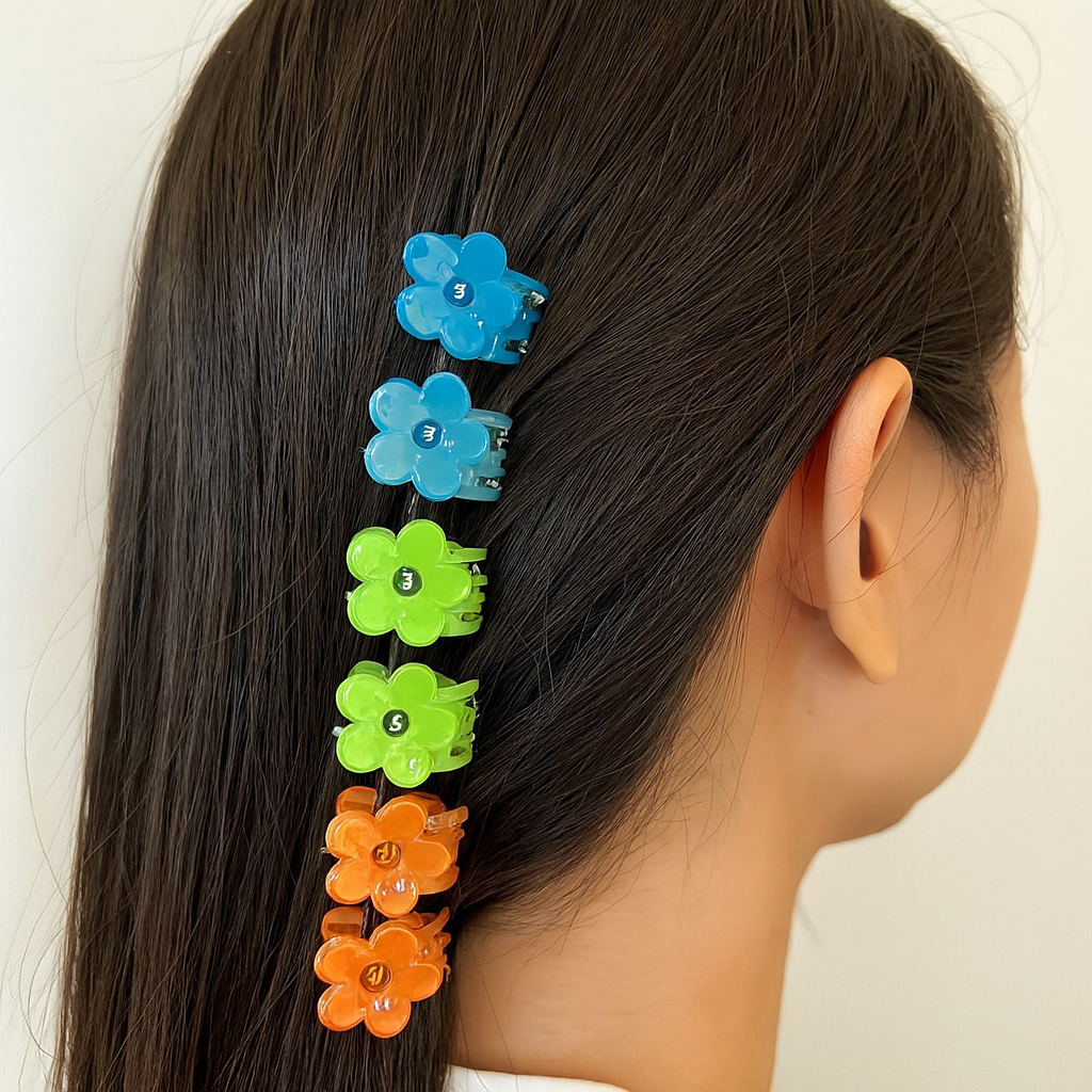 Hair Essentials 3 -Pack Mini Flower Hair Claw Clips - 30-Piece Set, Small and Lightweight, Vibrant Colors for Everyday Hair Styling, 30pcs