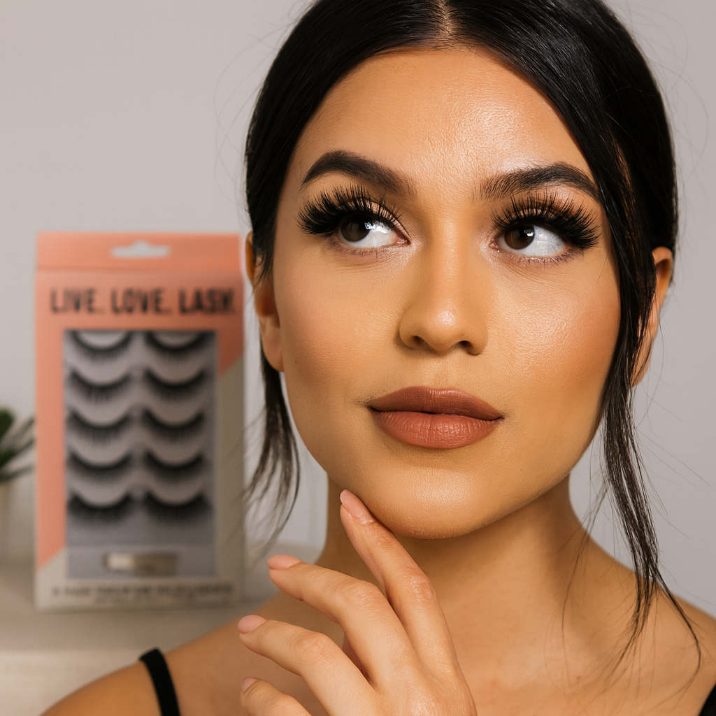 Spa Essentials 5 Pair Premium Faux Lashes with Adhesive – Reusable & Contact Lens Friendly False Eyelashes