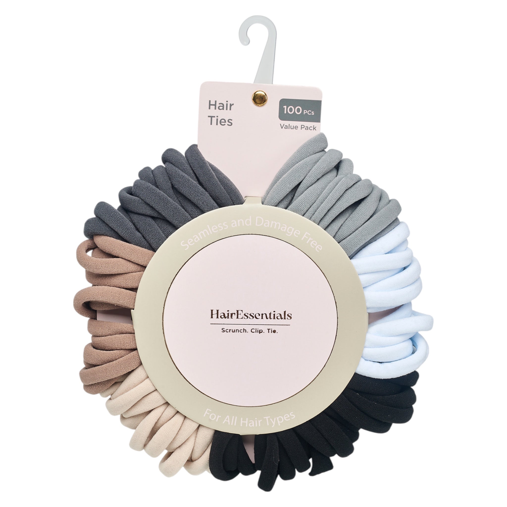Hair Essentials 100pc Hair Ties - Seamless No-Damage Hair Ties for Women- 100pcs