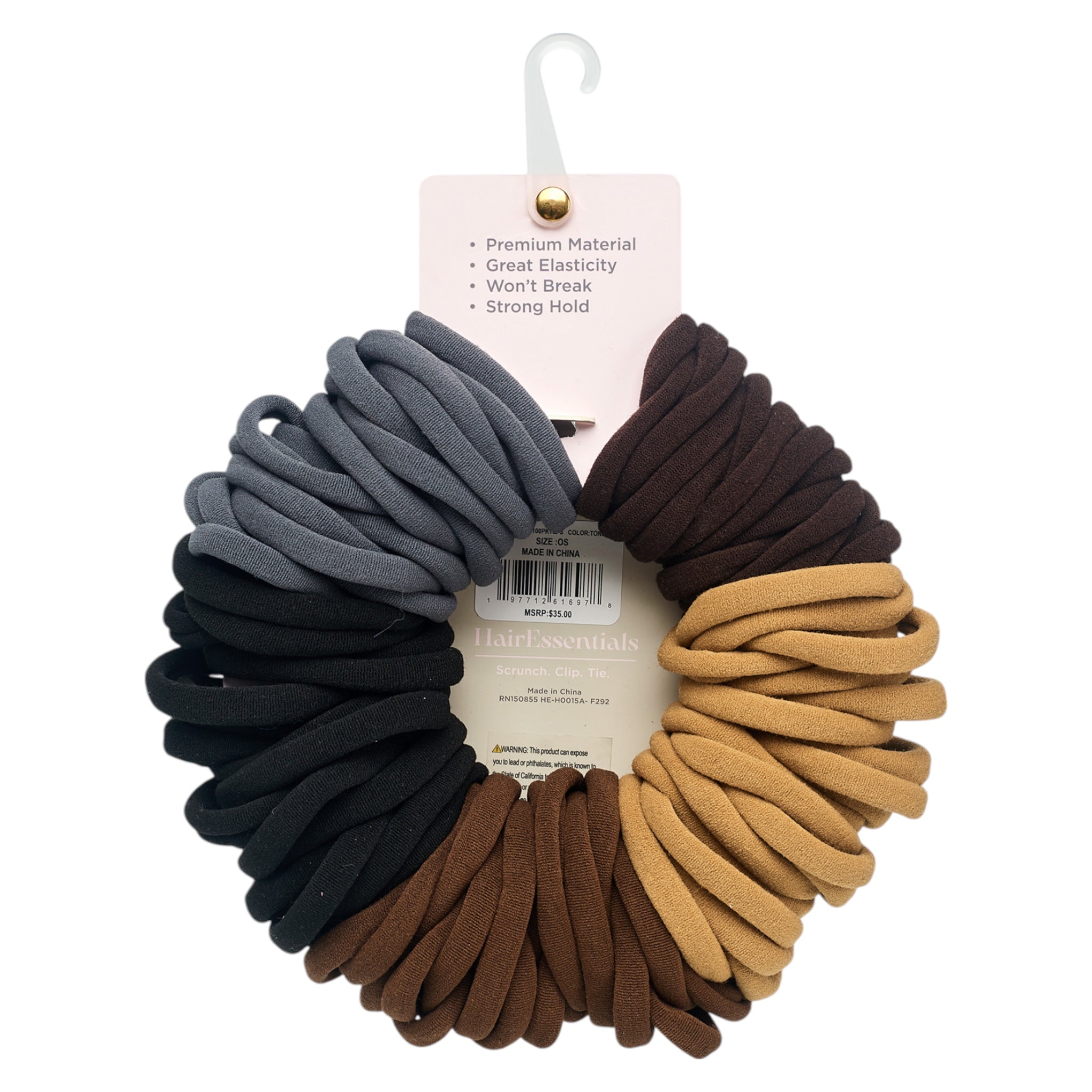 Hair Essentials 100pc Hair Ties - Seamless No-Damage Hair Ties for Women- 100pcs