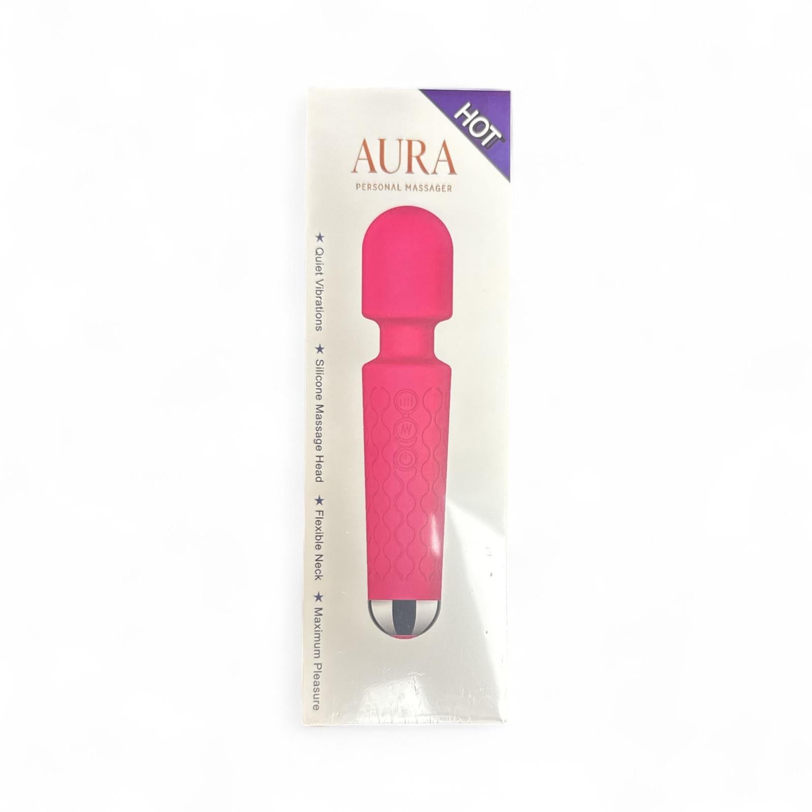 Aura Personal Mini Portable Wand Massager - Cordless Handheld Massager for Deep Tissue Relaxation and Muscle Pain Relief