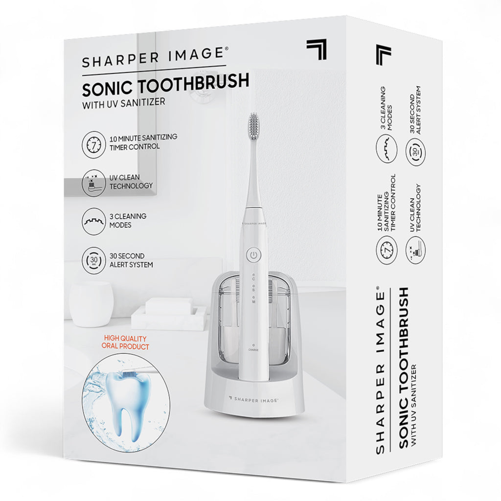 Sharper Image® Sonic Toothbrush with UV Sanitizer and Replaceable Heads - White