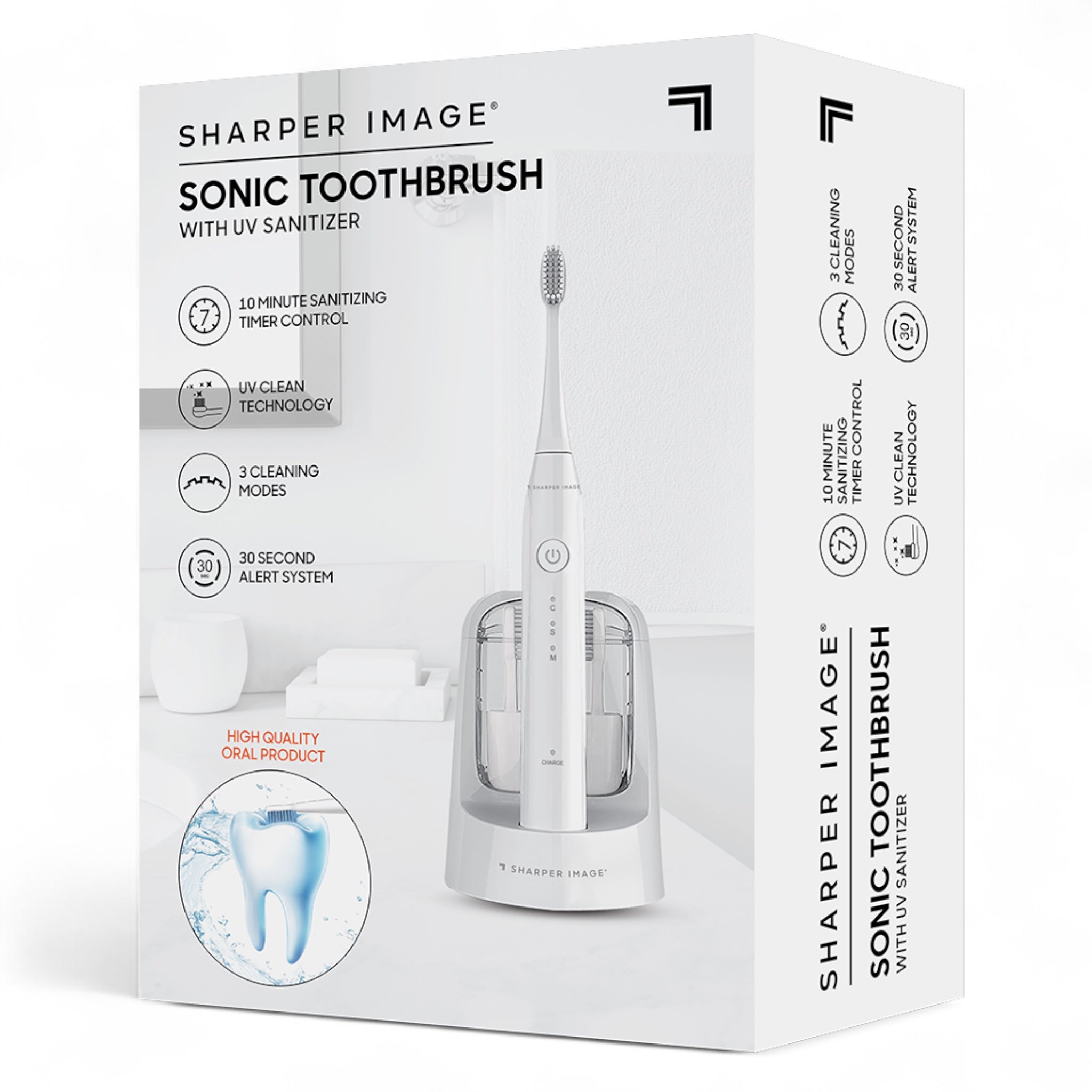 Sharper Image® Sonic Toothbrush with UV Sanitizer and Replaceable Heads - White