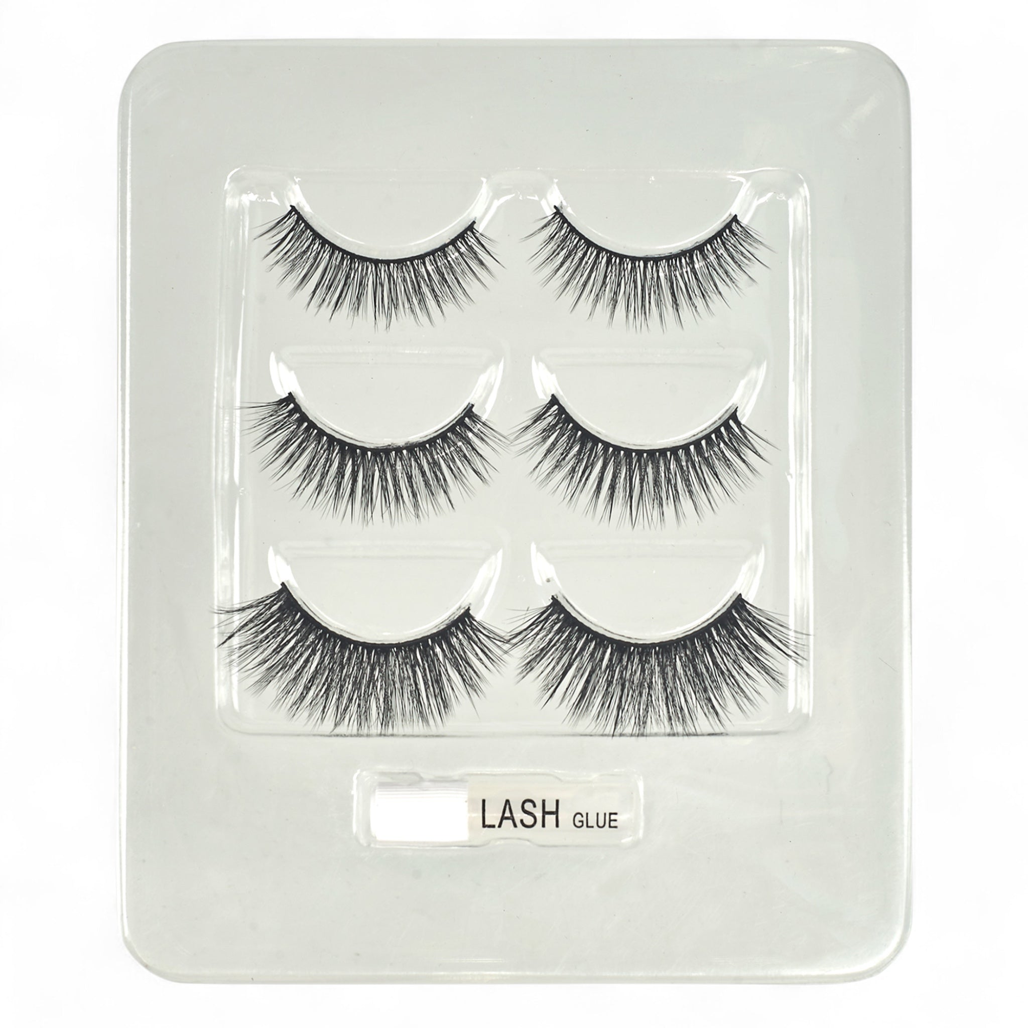 Spa Essentials  3-Pair Premium Faux Lashes with Adhesive – Assorted False Eyelashes
