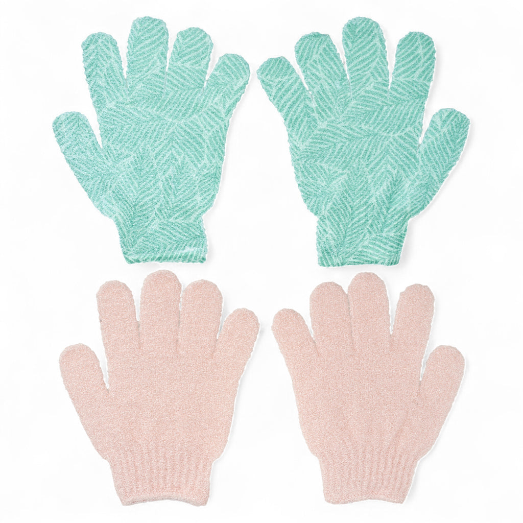 Spa Essentials 2 Pack Exfoliating Bath Gloves - Gentle Dead Skin Removal, Deep Cleaning & Exfoliating Body Scrub Gloves for Shower (Unscented)