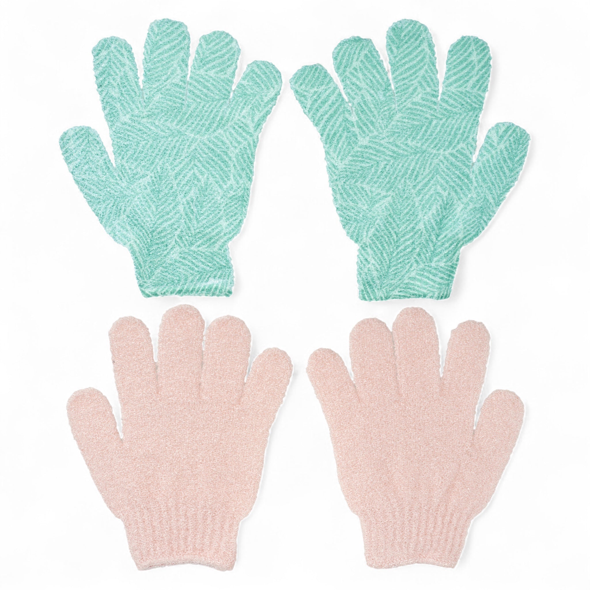 Spa Essentials 2 Pack Exfoliating Bath Gloves - Gentle Dead Skin Removal, Deep Cleaning & Exfoliating Body Scrub Gloves for Shower (Unscented)