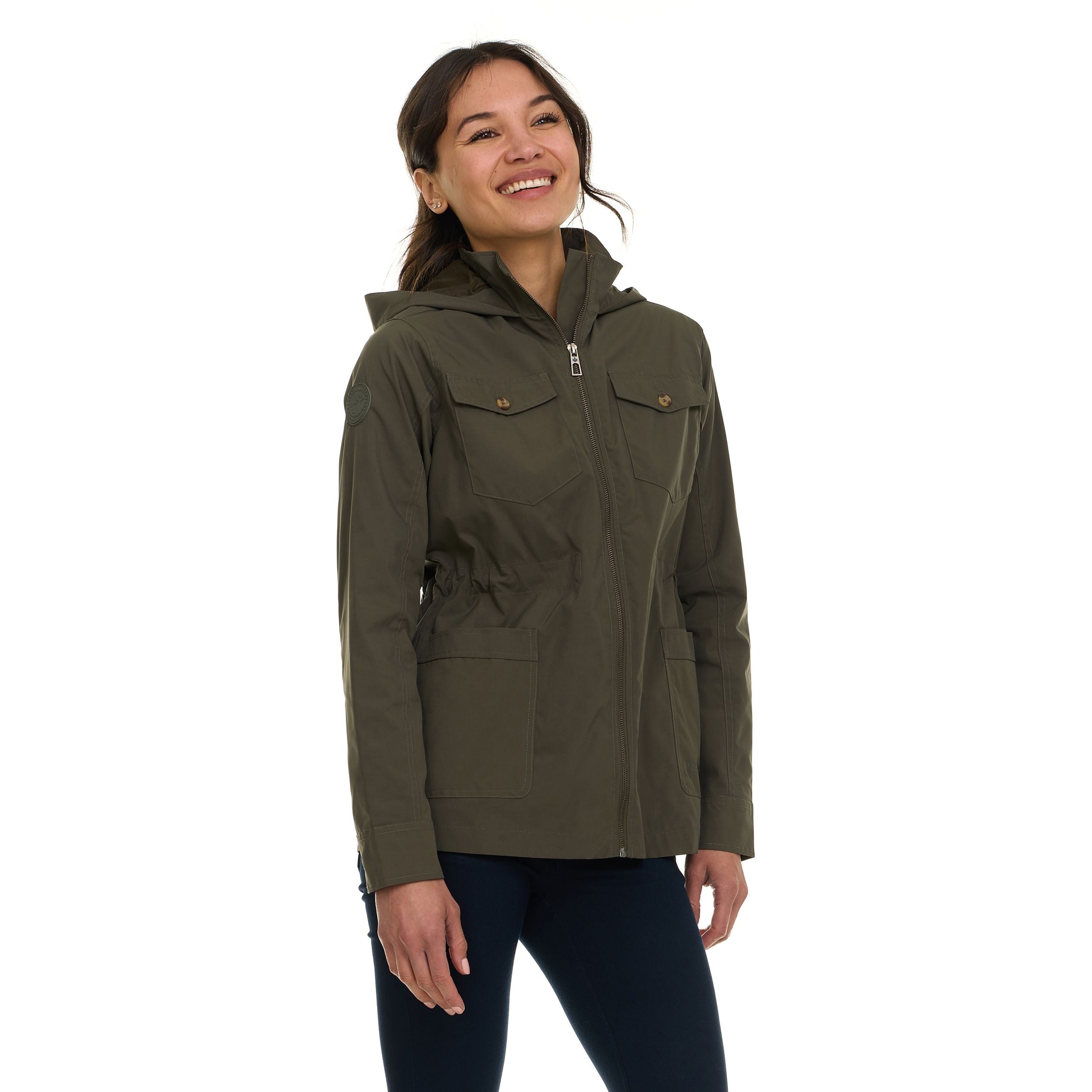 Canada Weather Gear Women's Safari Rain Jacket – Lightweight Water-Resistant Utility Jacket with Hood