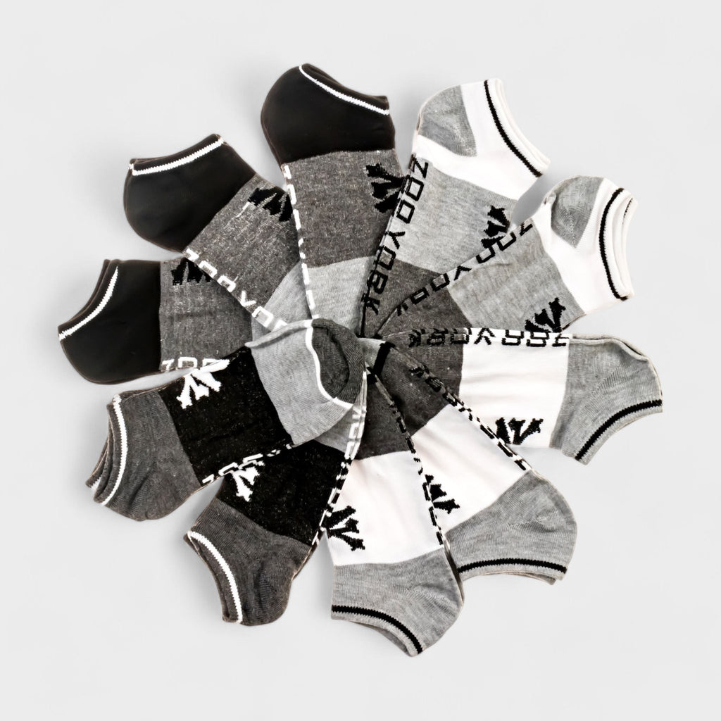 Zoo York Men's 10-Pack Low-Cut Socks - Comfortable, Durable, and Breathable Everyday Athletic Socks - 10 Pairs in Black & Gray Combo (Shoe Size 6-12)