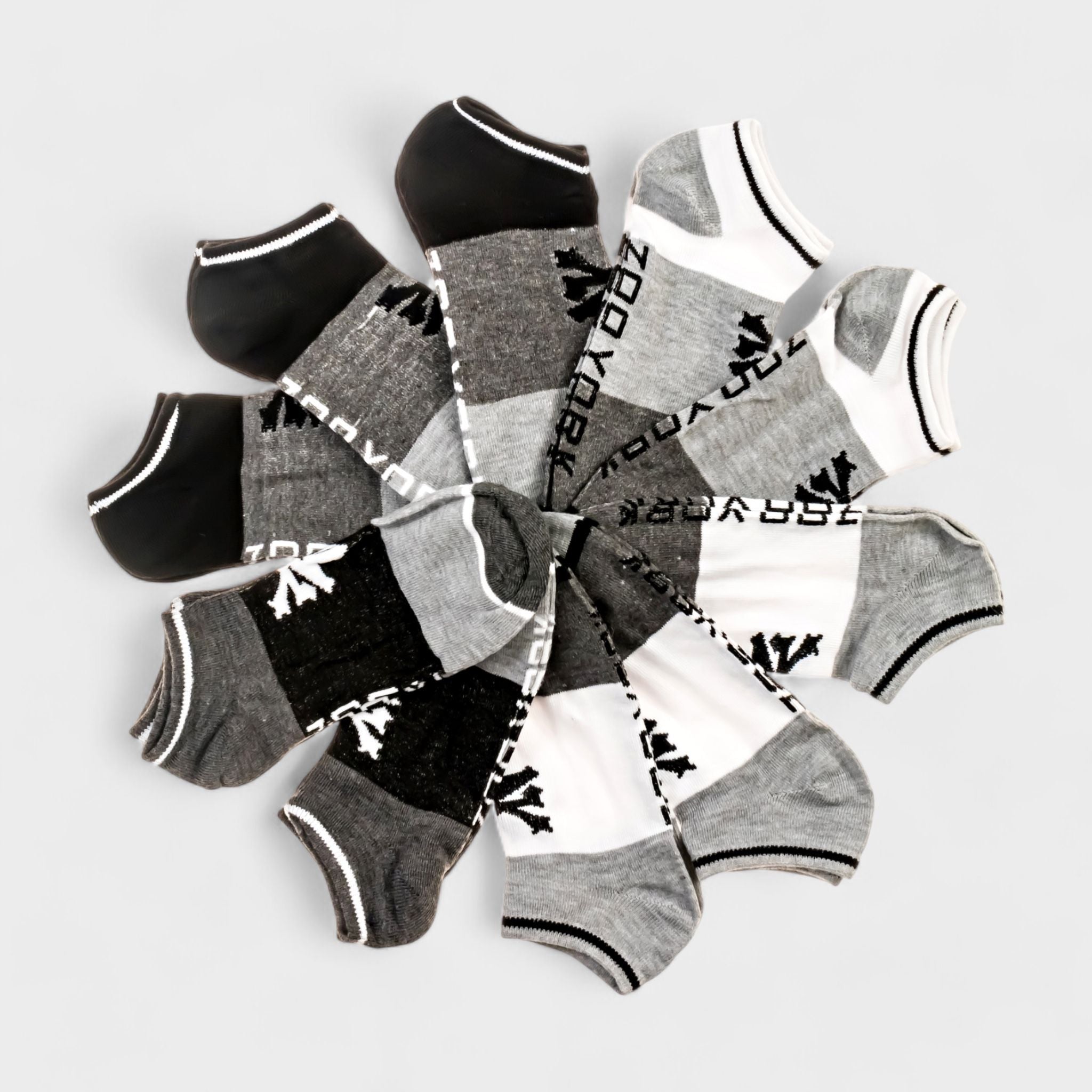 Zoo York Men's 10-Pack Low-Cut Socks - Comfortable, Durable, and Breathable Everyday Athletic Socks - 10 Pairs in Black & Gray Combo (Shoe Size 6-12)