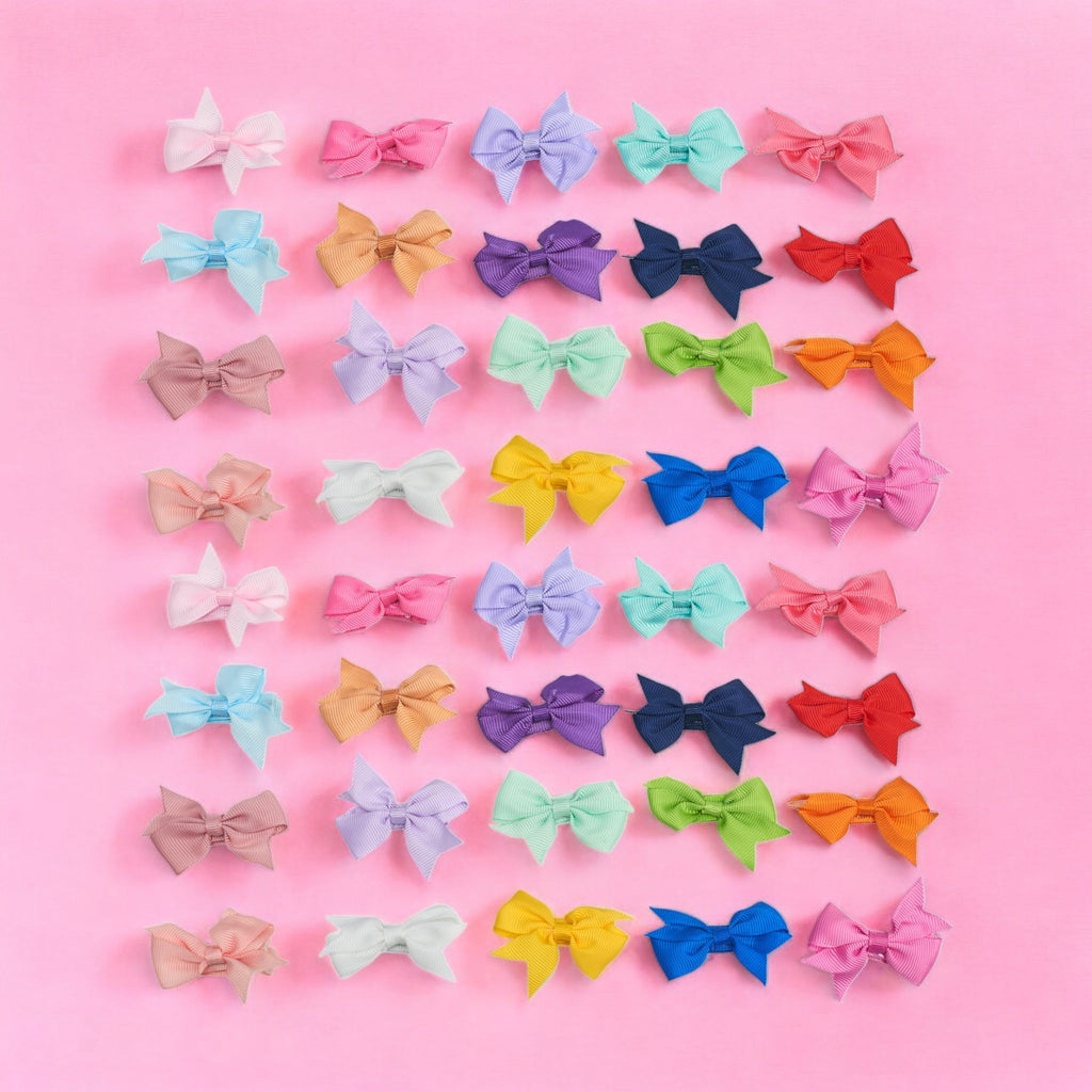 Simply Petals 40 Pack Heart Themed Hair Bow Set -  Baby Bows for 0-12 Months, Colorful Clips for Infants, Girl, 40pcs