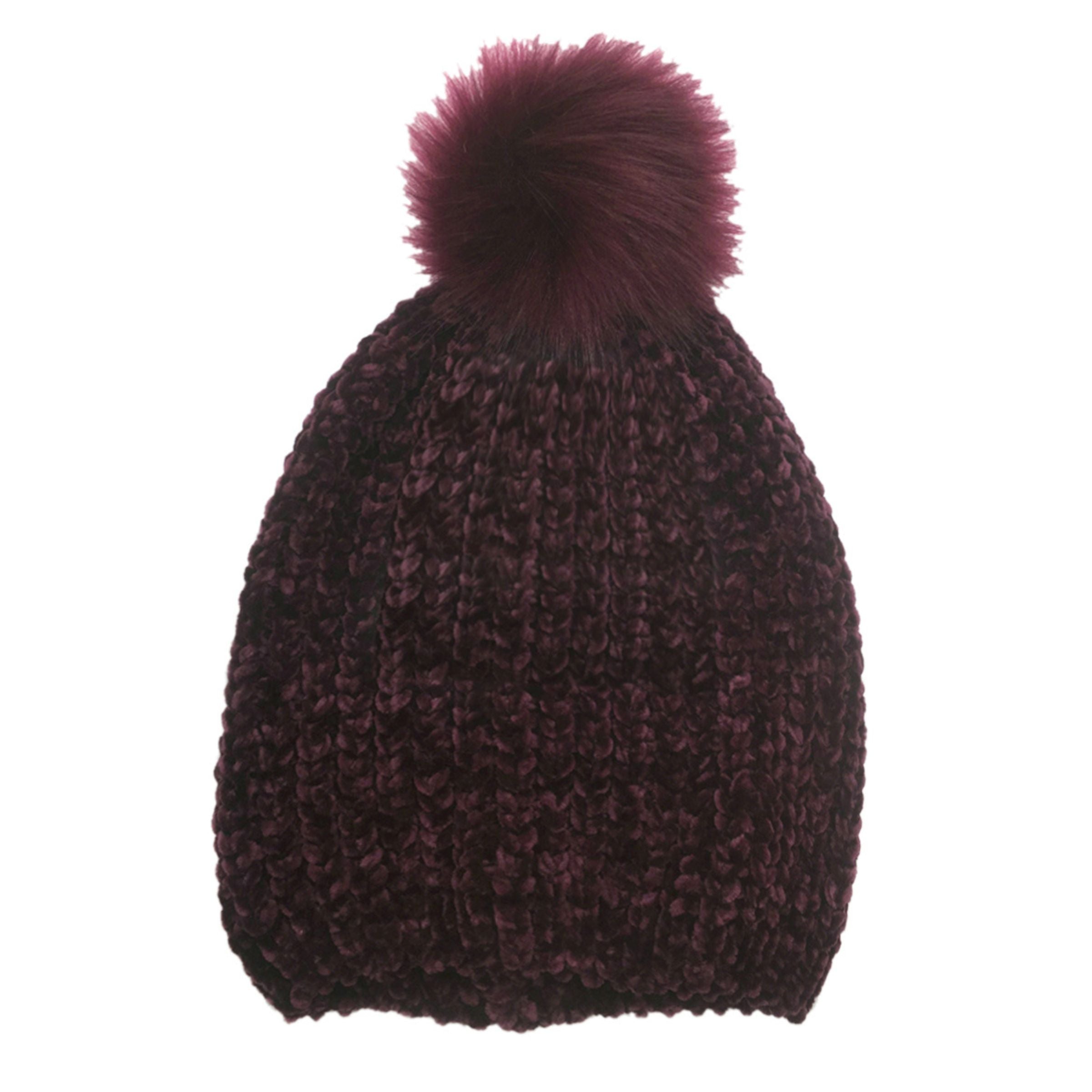Charles Albert Girl's Chenille Pom Beanie - Kids Winter Hat