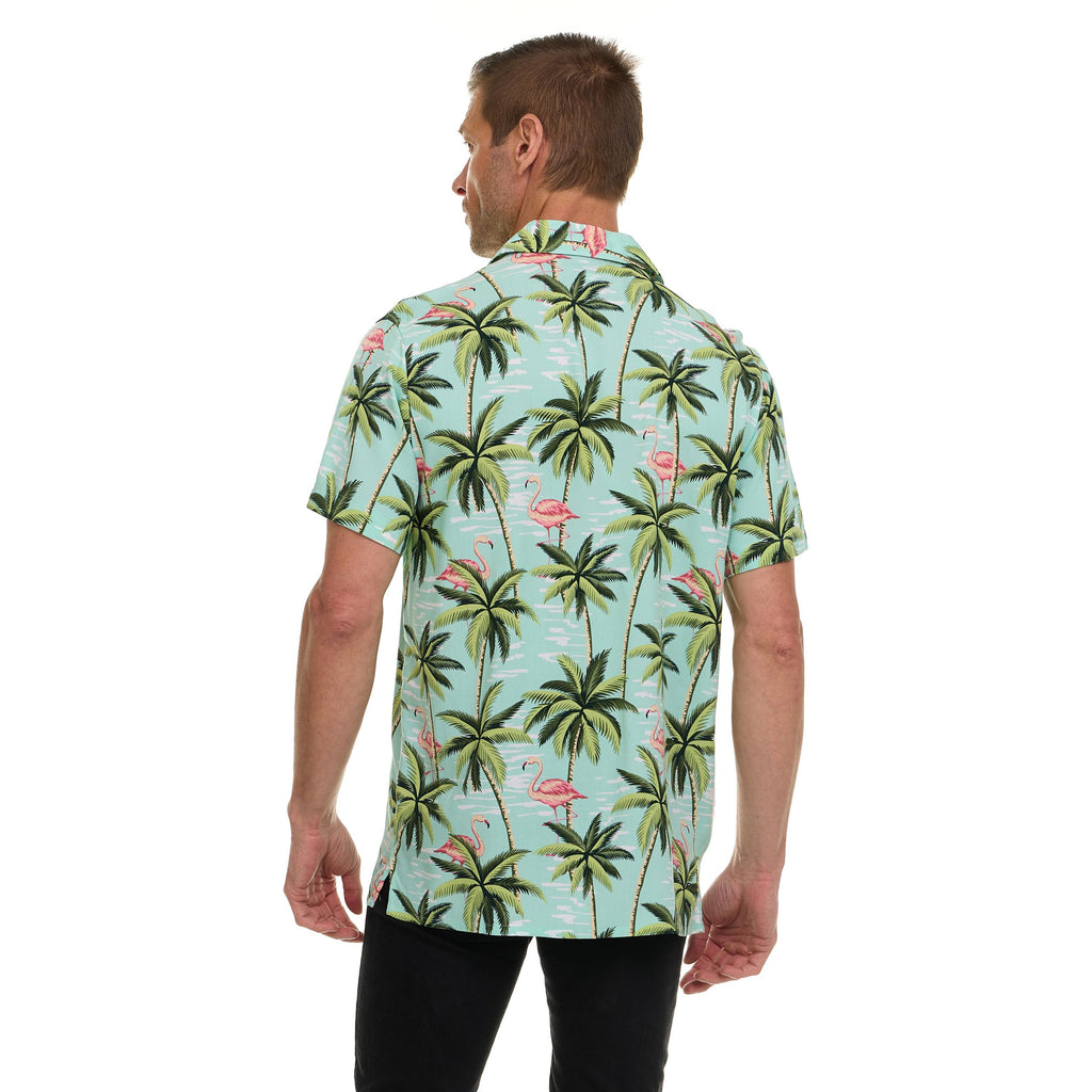 Super Triple Goose Men’s Short Sleeve Button Down Aloha Shirt – Soft Feel, Moisture Wicking, Easy Care