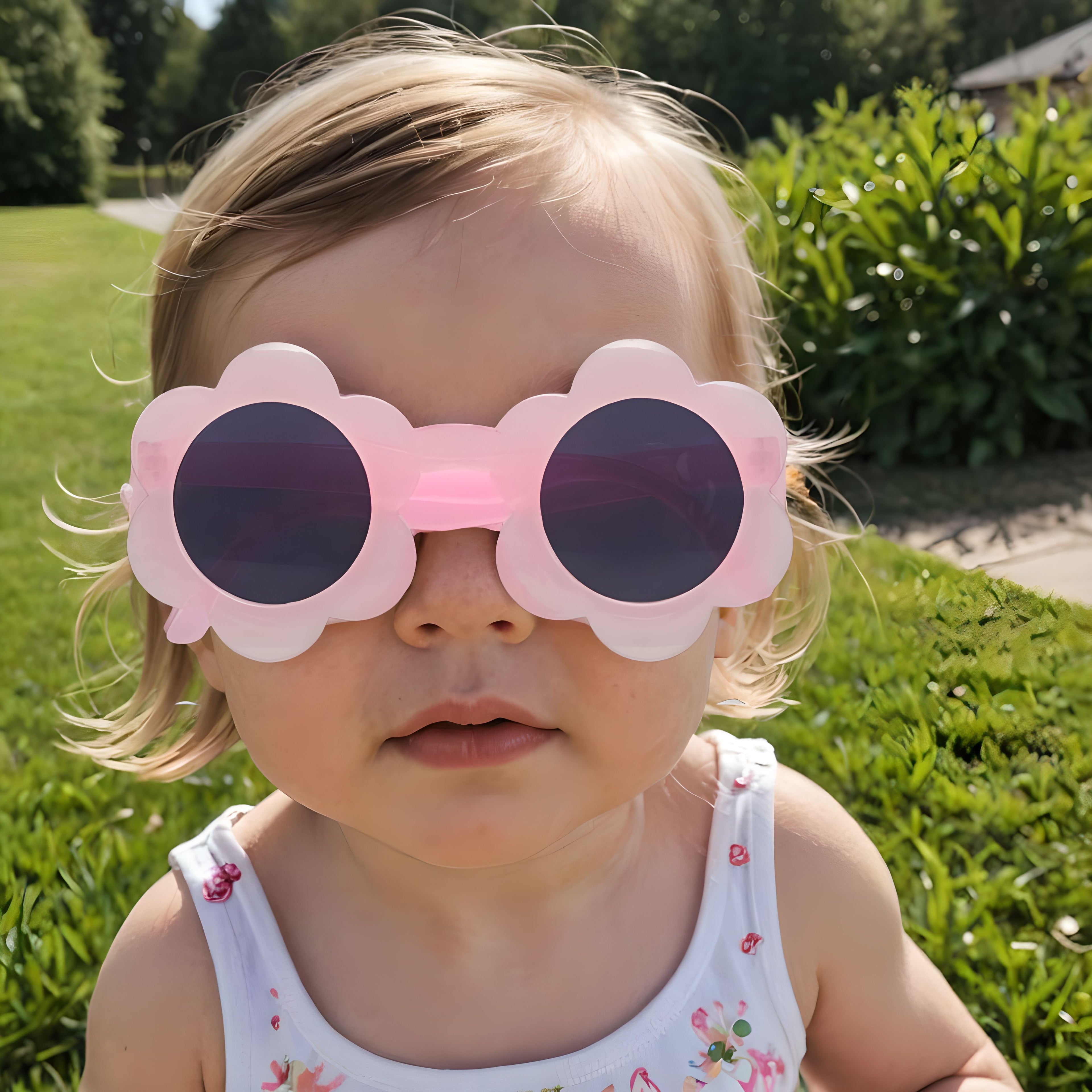 Willow & Ruby 2 Pack Infant's Sunglasses for Girls (Infant, Baby) in Pink Flower & Glossy Blue Cat