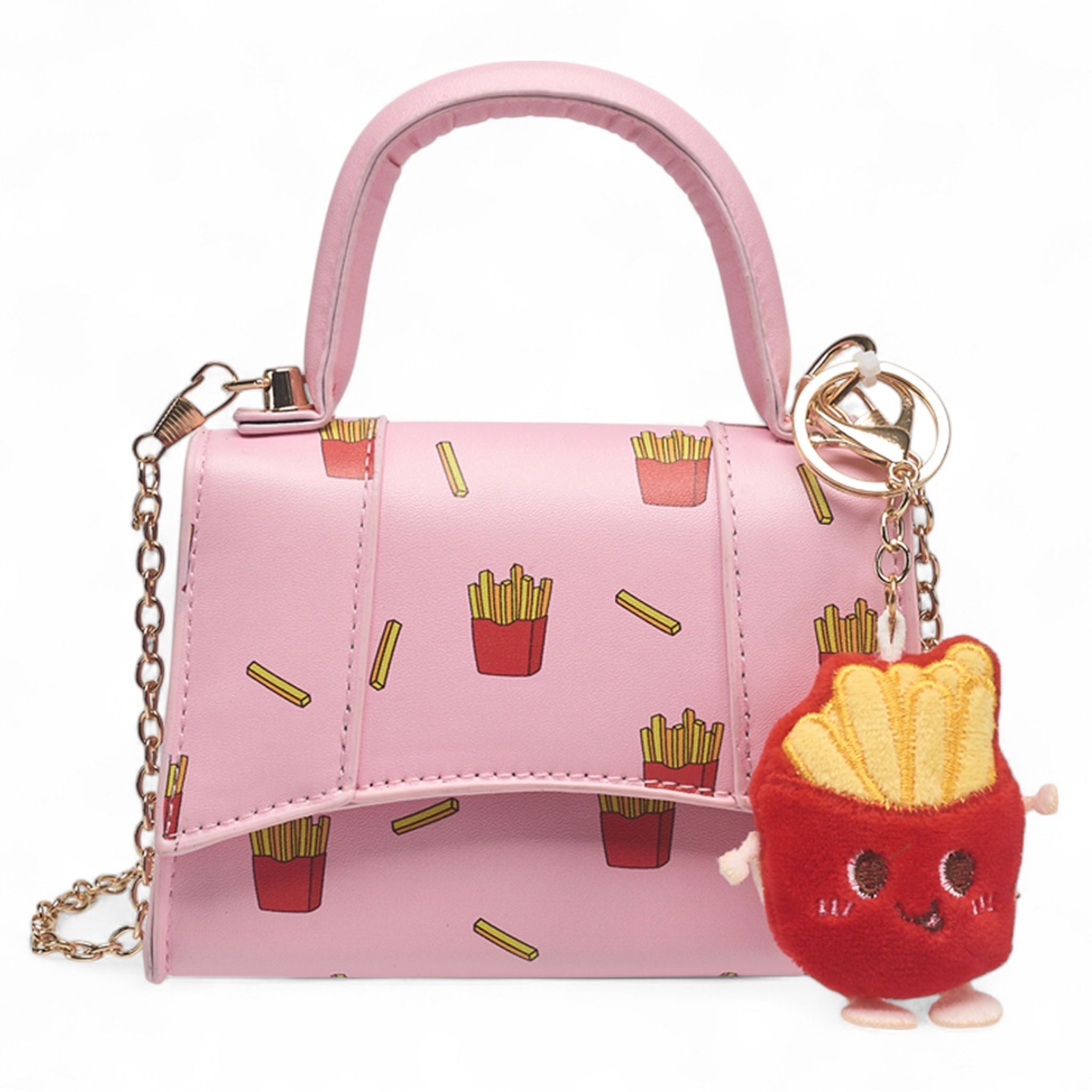 Willow & Ruby Girls' French Fry Print Mini Top Handle Crossbody Bag for Kids (Youth)