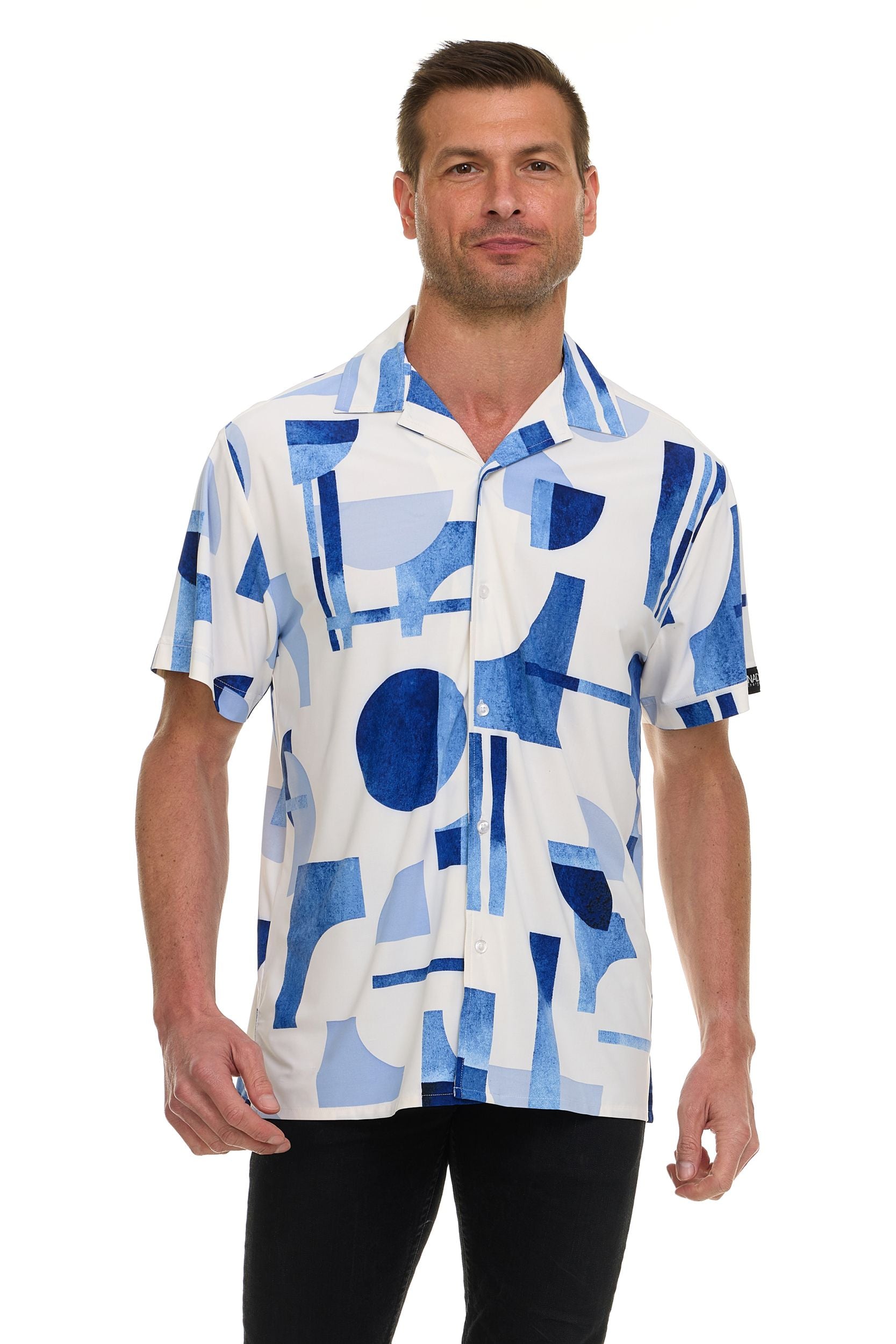 Canada Weather Gear Men’s Printed Camp Collar Shirt – , Super Stretch, 4-Way Stretch, Moisture Wicking, Wrinkle Resistant