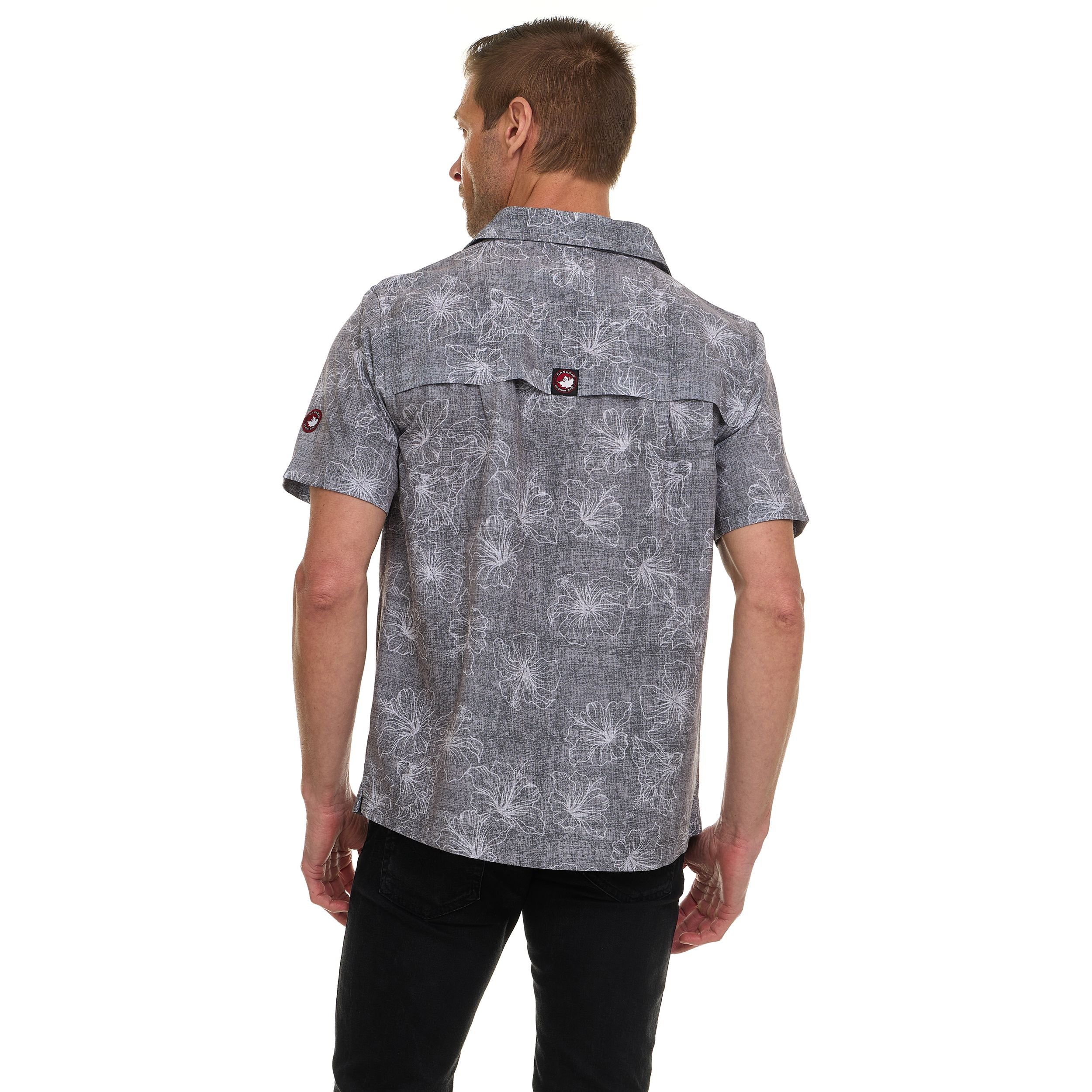 Canada Weather Gear Men’s Short Sleeve Button-Down Shirt – Casual Lightweight Printed Shirt with Chest Pocket