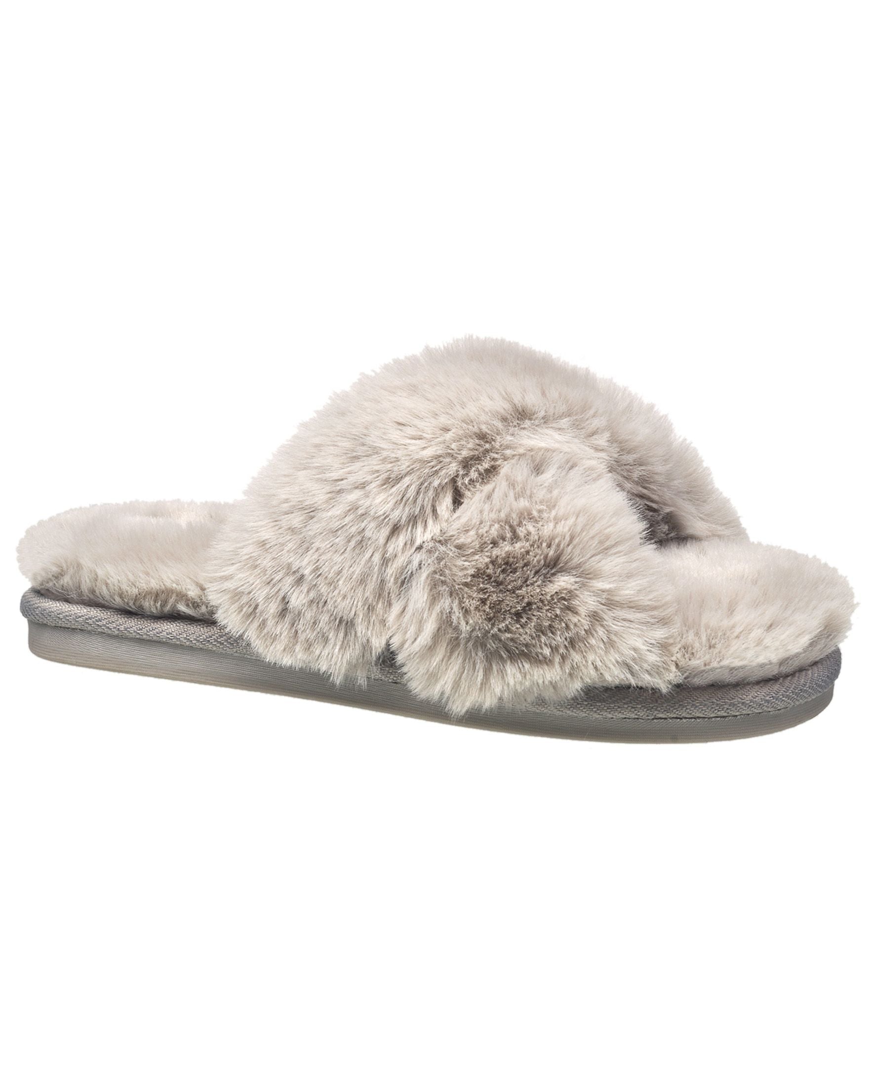 Aeropostale Women's Fuzzy Criss Cross House Slippers with Cushioned Comfort in Black