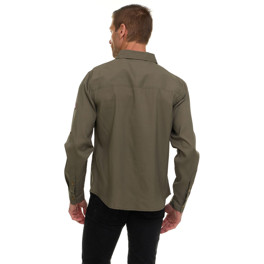Canada Weather Gear Men’s Long Sleeve Ripstop Shirt – Roll-Up Sleeves, Dual Chest Pockets, Outdoor Lightweight Button-Down