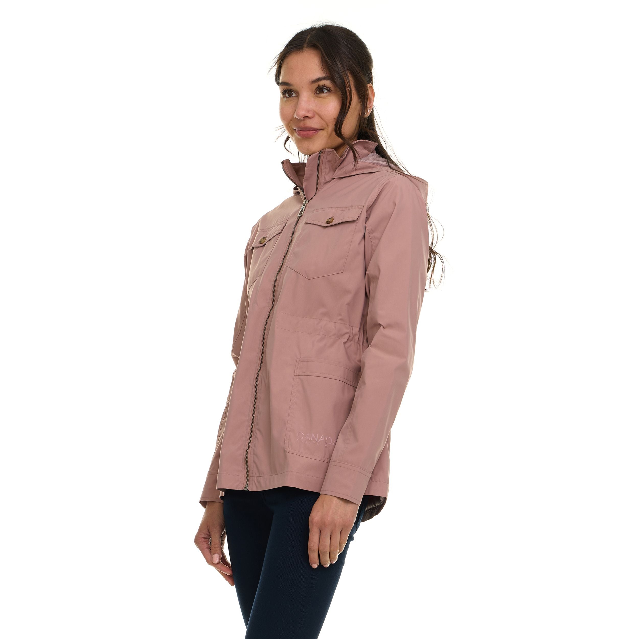 Canada Weather Gear Women's Safari Rain Jacket – Lightweight Water-Resistant Utility Jacket with Hood