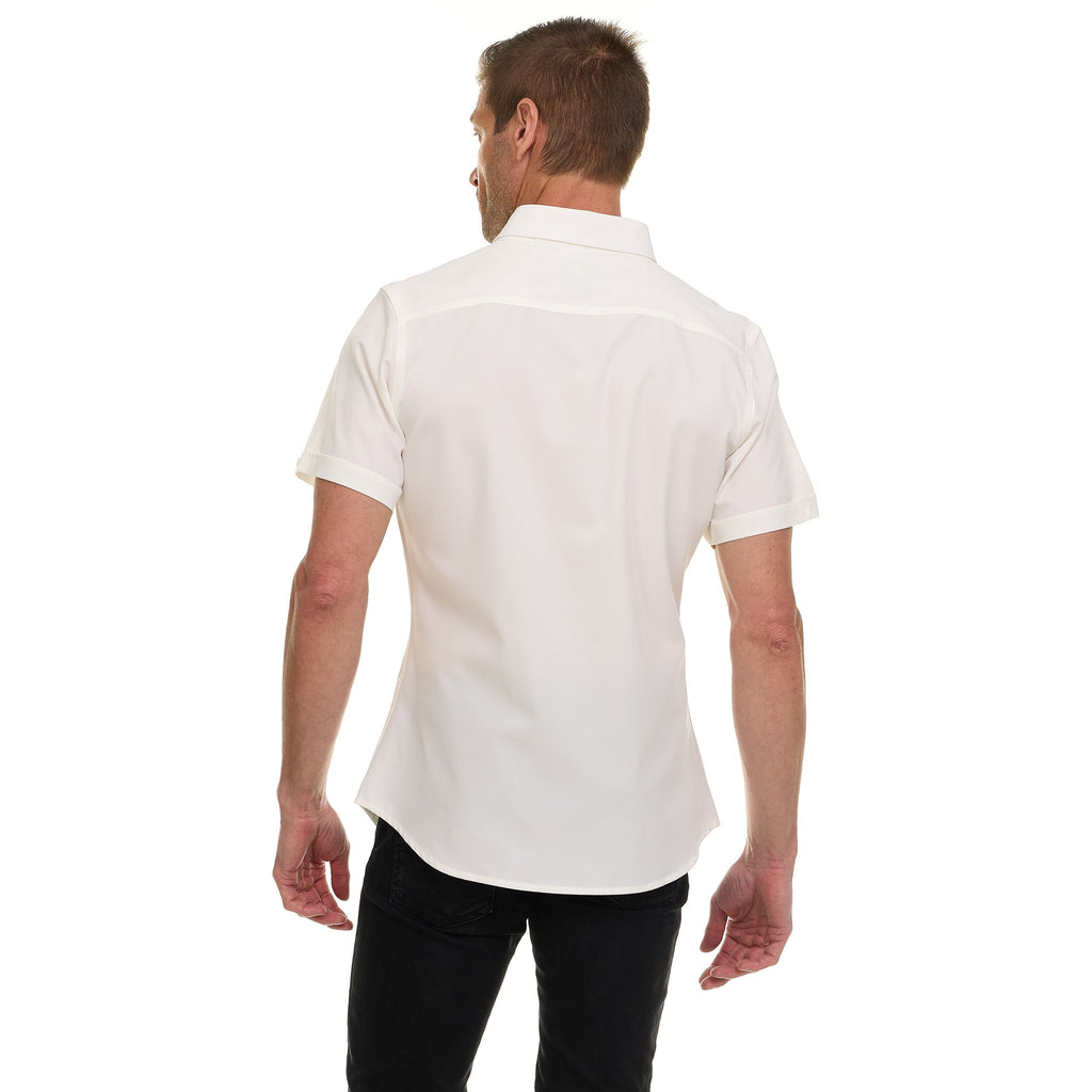Canada Weather Gear Men’s Short Sleeve Button-Up Shirt – Stretch Dress Shirt – Wrinkle Resistant, Moisture Wicking