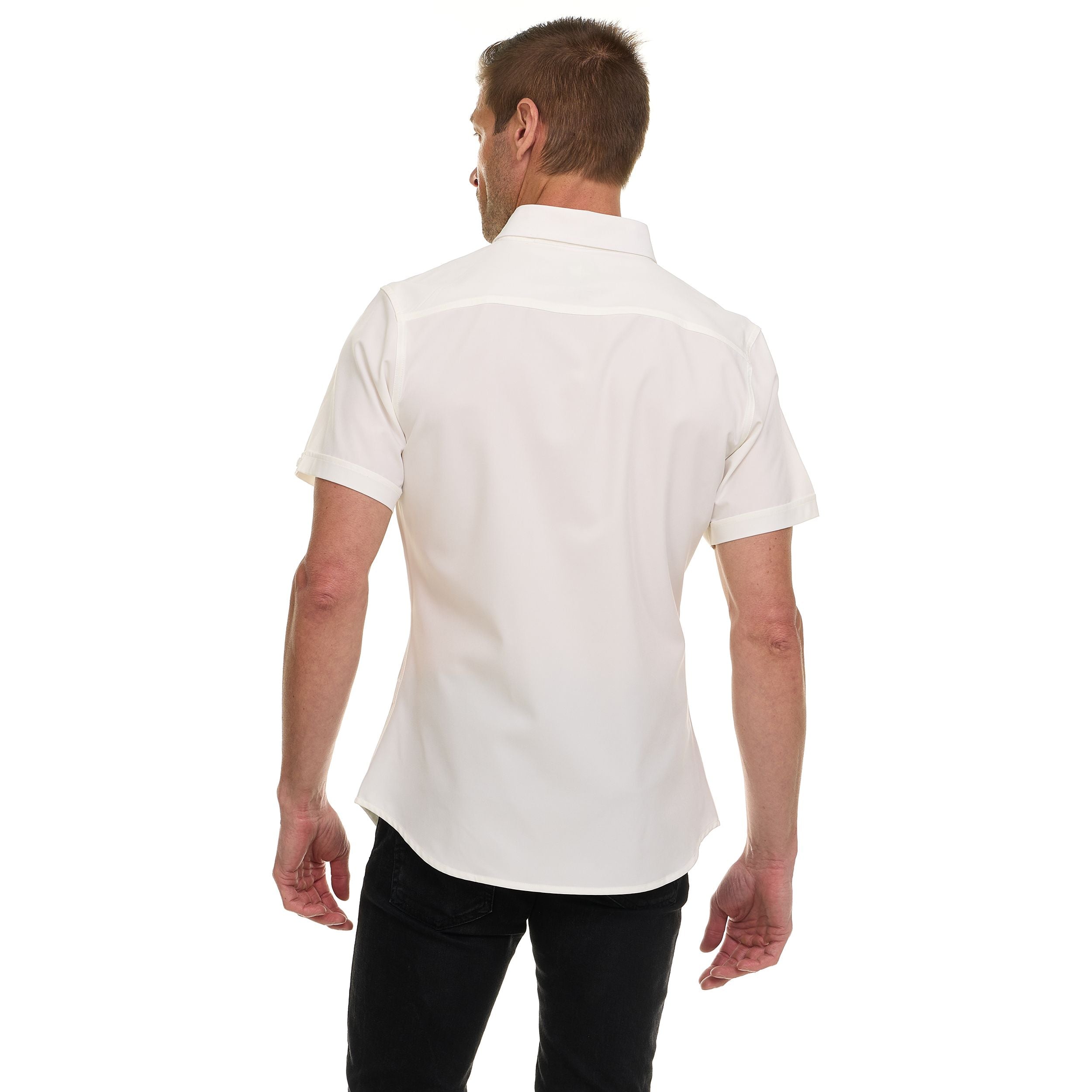 Canada Weather Gear Men’s Short Sleeve Button-Up Shirt – Stretch Dress Shirt – Wrinkle Resistant, Moisture Wicking