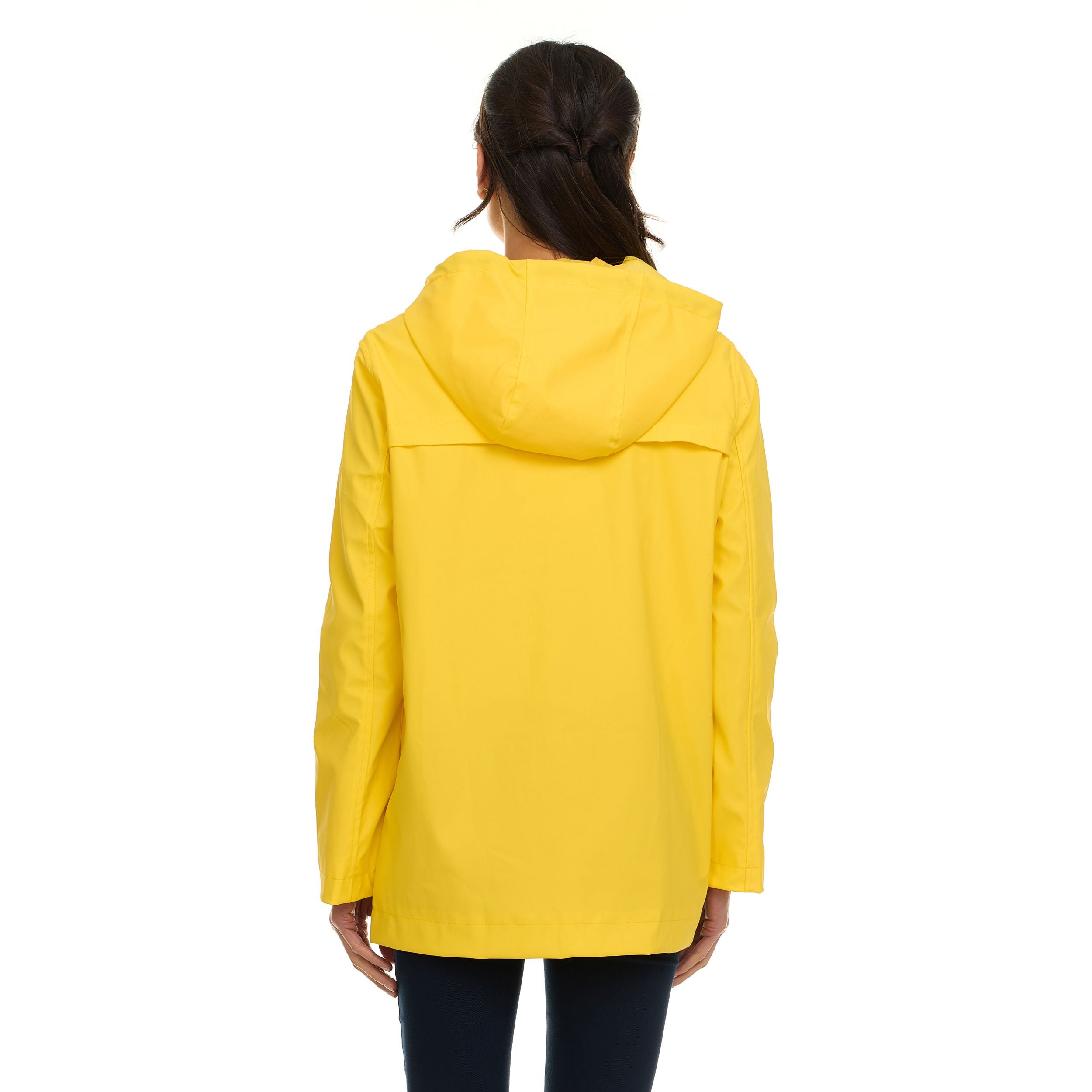 Canada Weather Gear Women's Waterproof Rain Coat with Hood – Lightweight Outdoor Rain Jacket with Front Pockets & Snap Closure