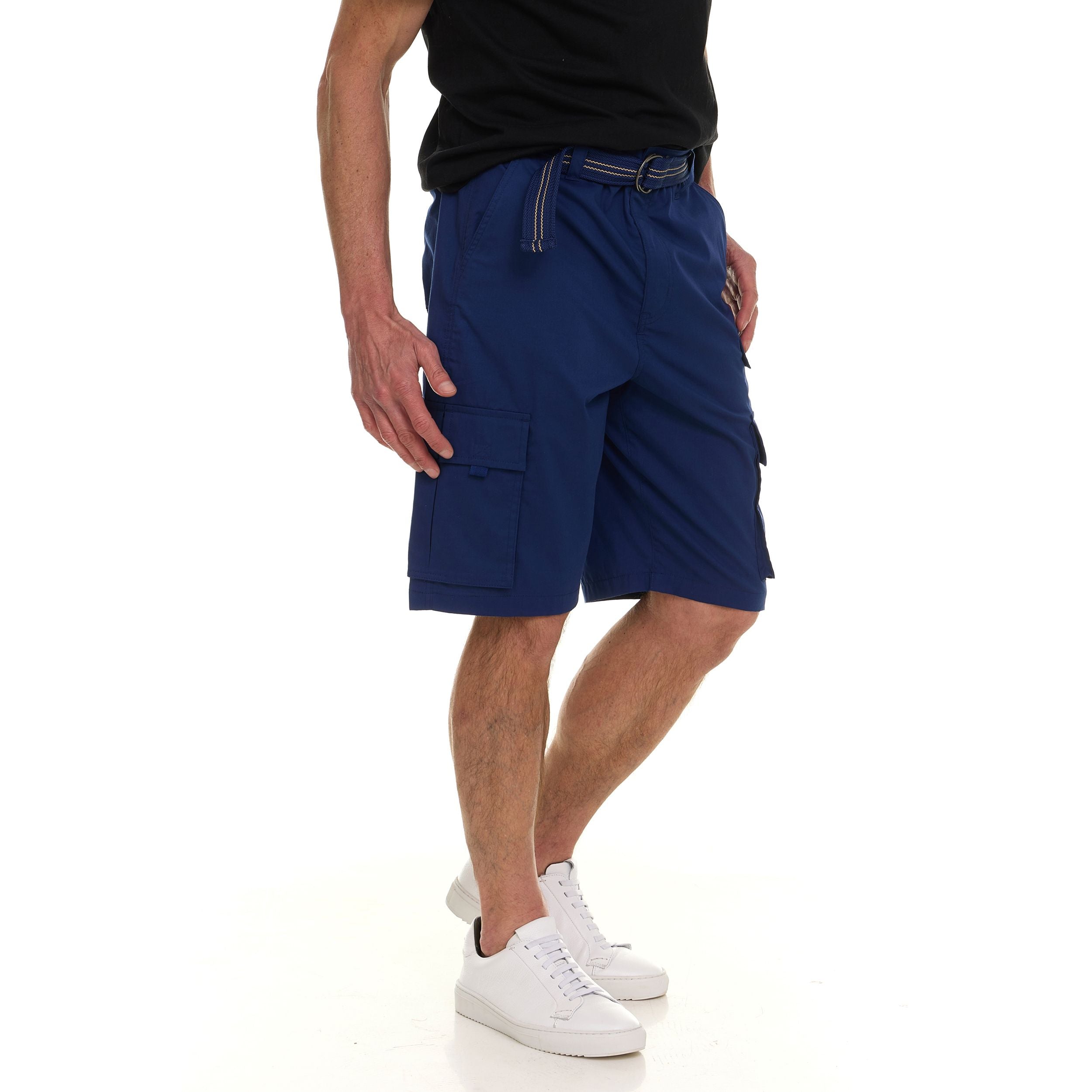 Canada Weather Gear Men’s Belted Cargo Shorts – Lightweight Cotton Stretch Fabric, Classic Fit with Multiple Pockets