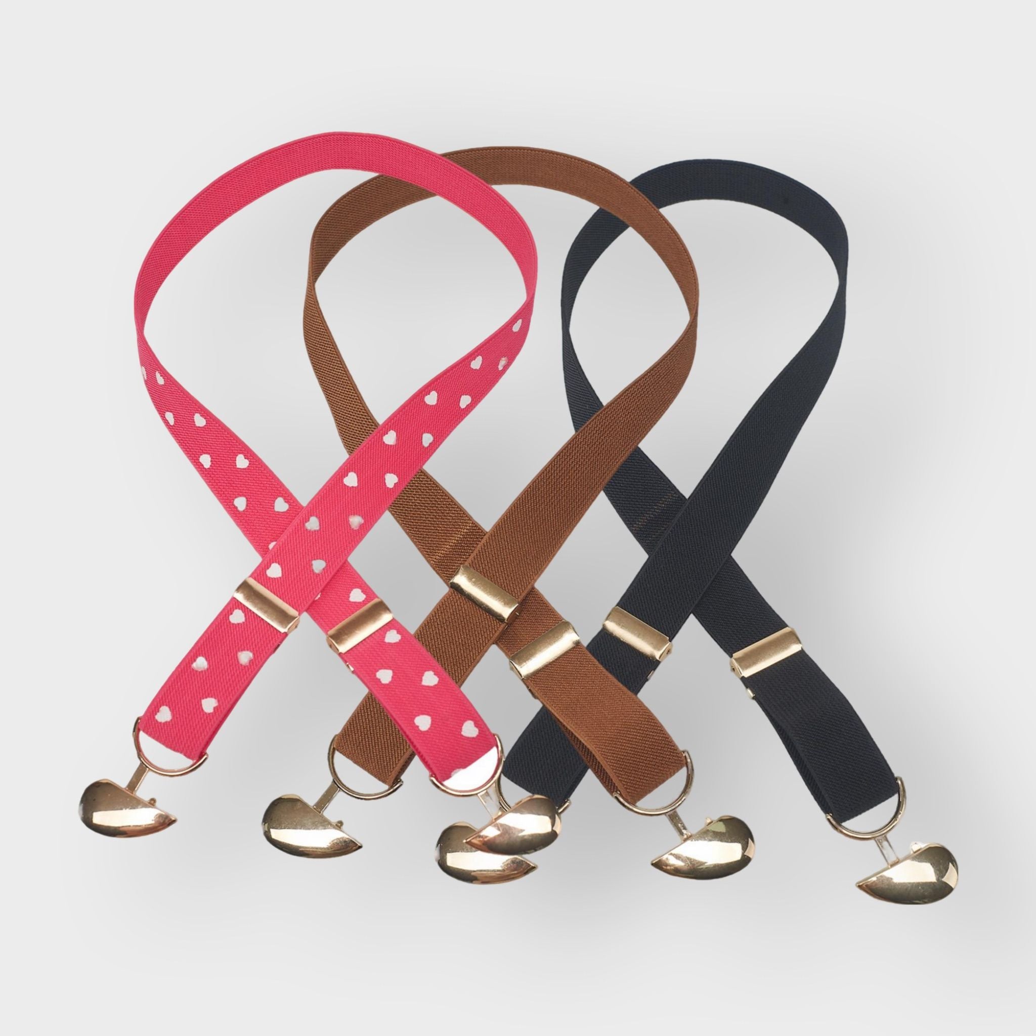 A Little Obsessed 3-Pack Girl's Elastic Heart Stretch Belt – Size 6-12 (Waist Size 18"-22") for Youth
