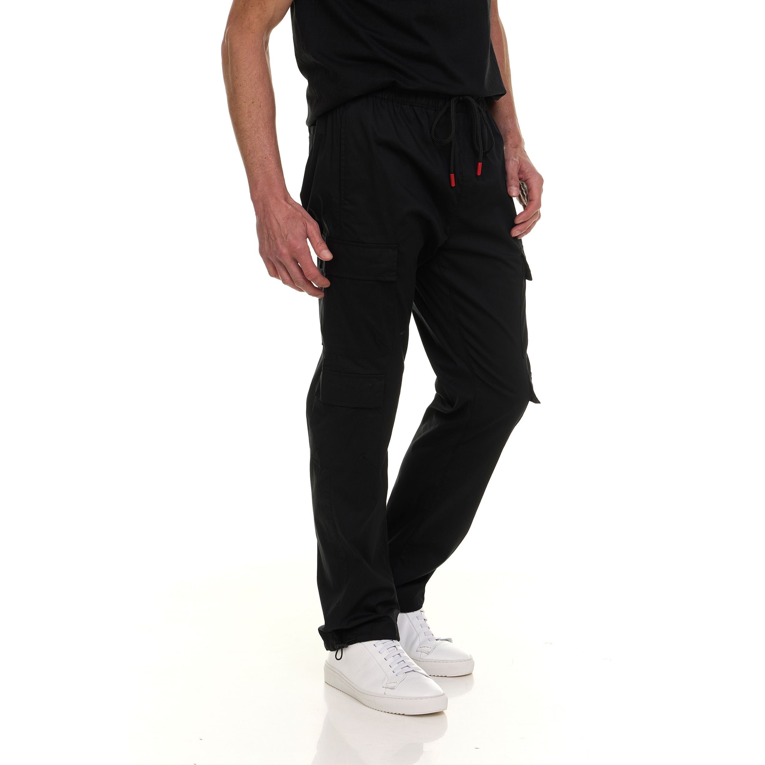 Canada Weather Gear Men’s 4-Pocket Lightweight Cargo Pants – Elastic Waistband with Drawstring, Adjustable Hem, Relaxed Fit