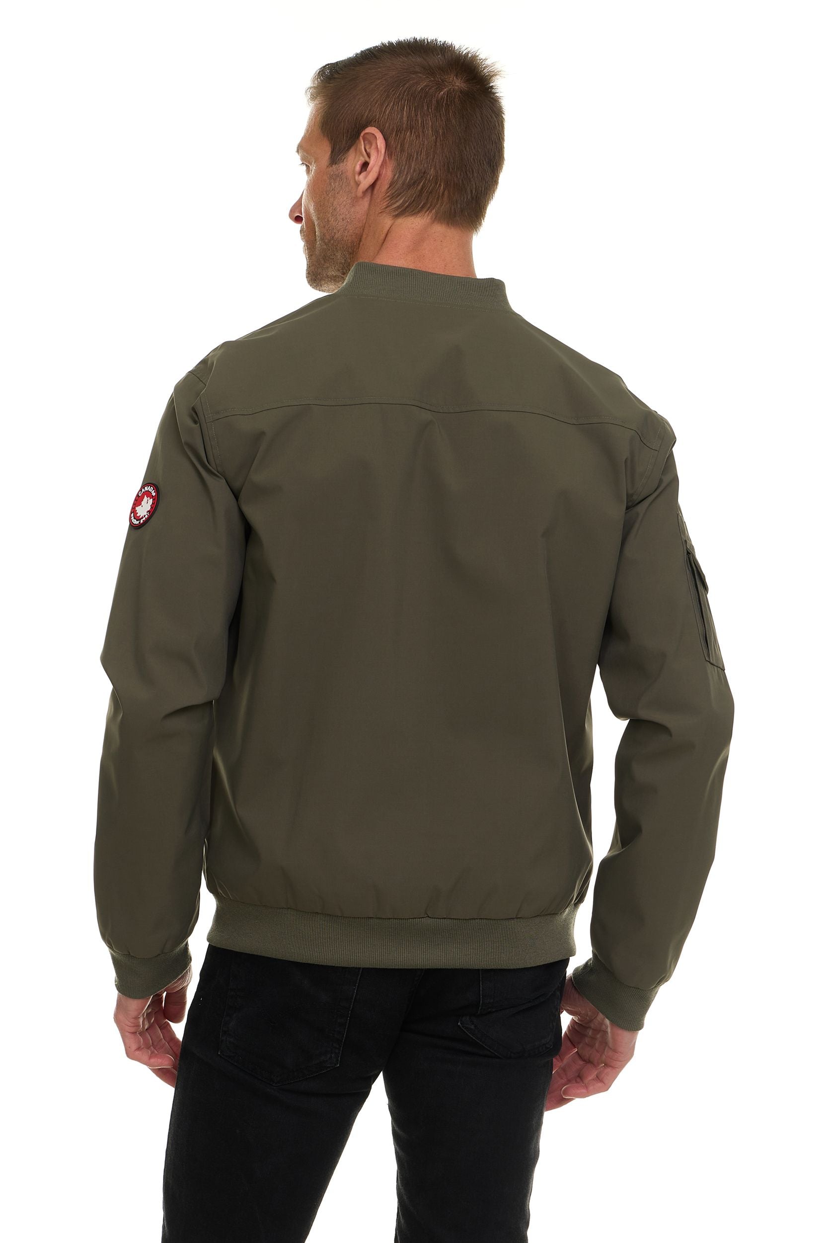 Canada Weather Gear Men’s Water Resistant Microfiber Bomber Jacket – Lightweight Zip-Up Windbreaker with Sleeve Pocket