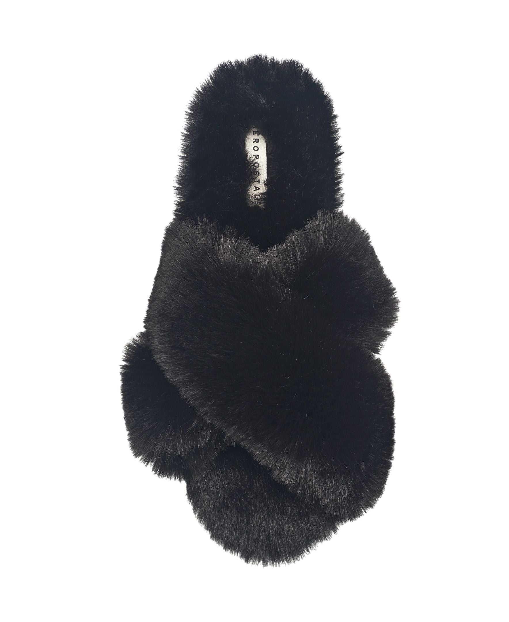 Aeropostale Women's Fuzzy Criss Cross House Slippers with Cushioned Comfort in Black