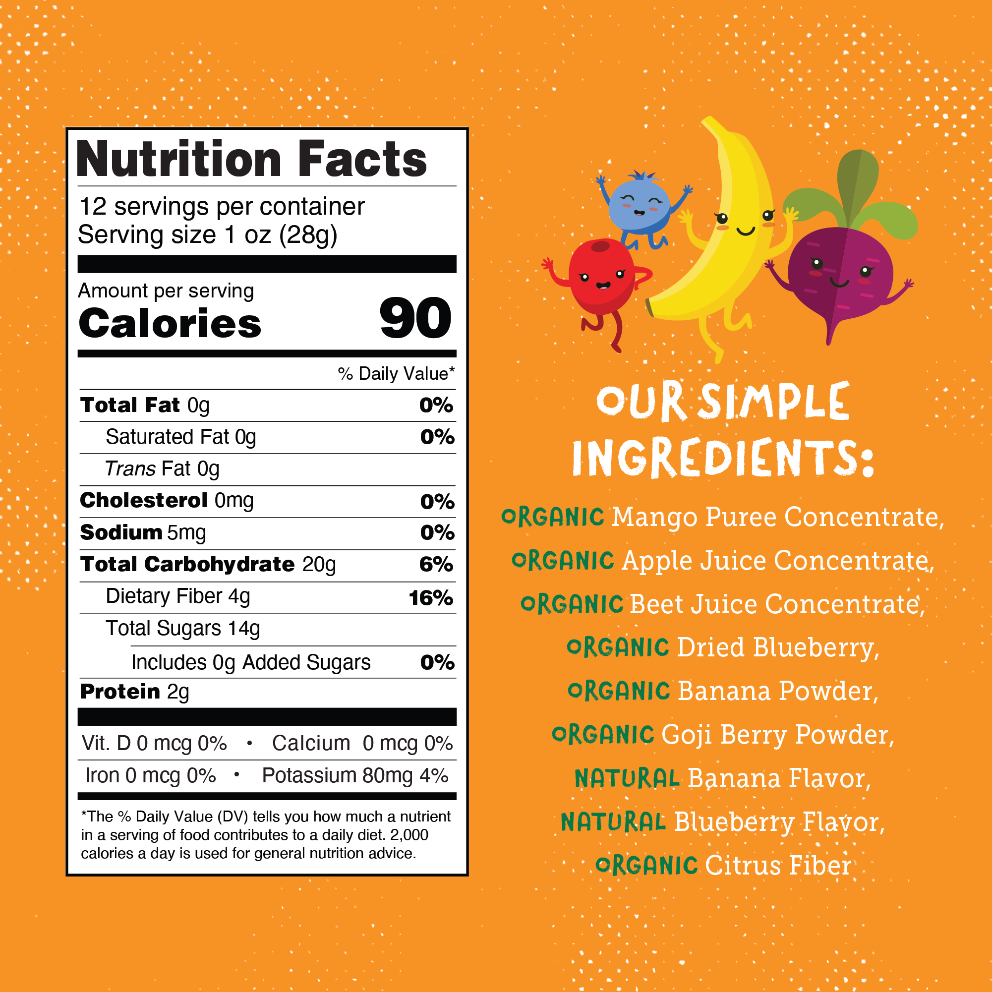 YOU LOVE FRUIT Organic Fruit Snacks — 1 oz Pouches, Pack of 12
