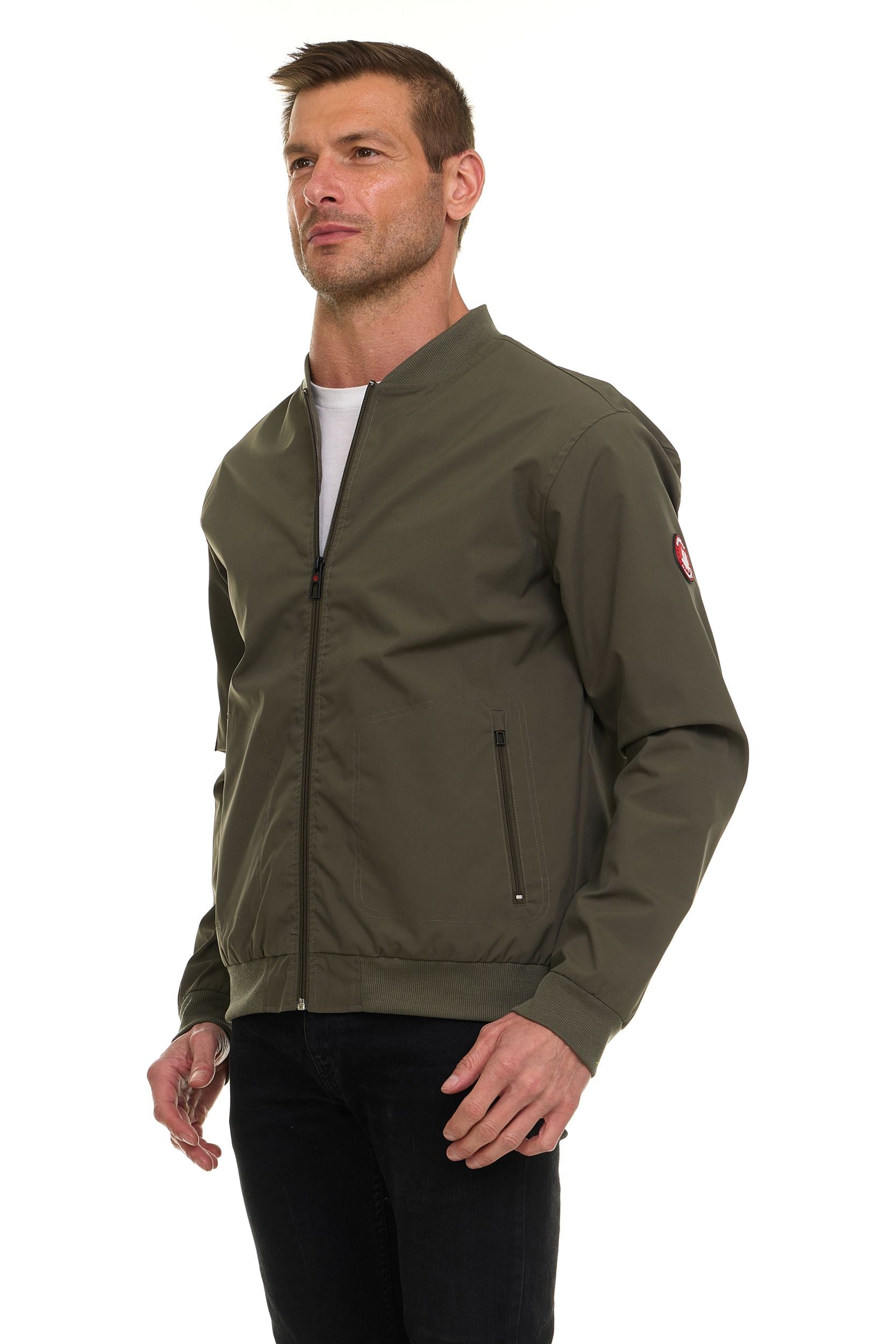 Canada Weather Gear Men’s Water Resistant Microfiber Bomber Jacket – Lightweight Zip-Up Windbreaker with Sleeve Pocket