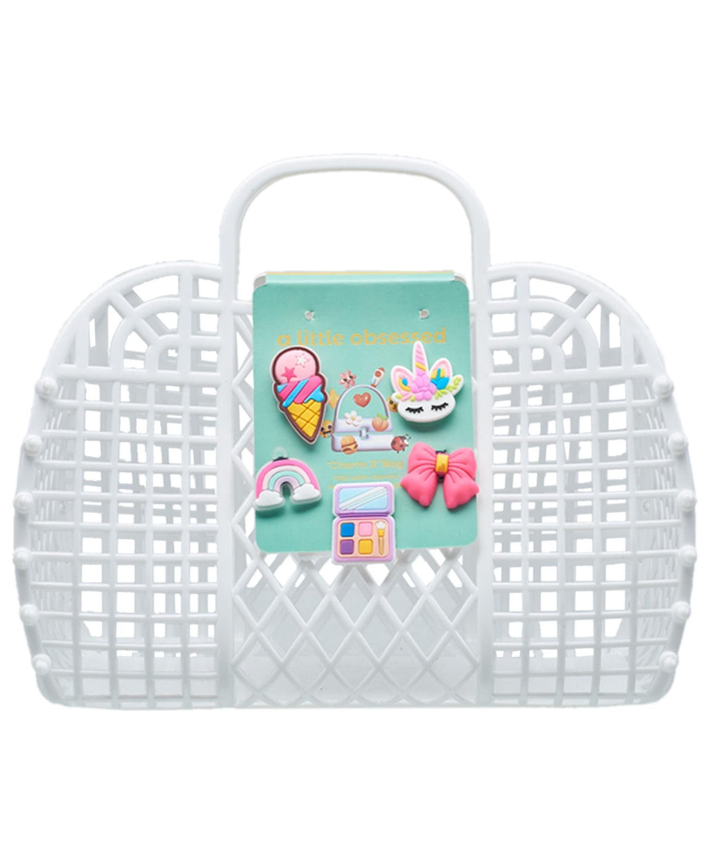 A Little Obsessed Kid's Jelly Tote Bag With Charms for Girls (Youth)
