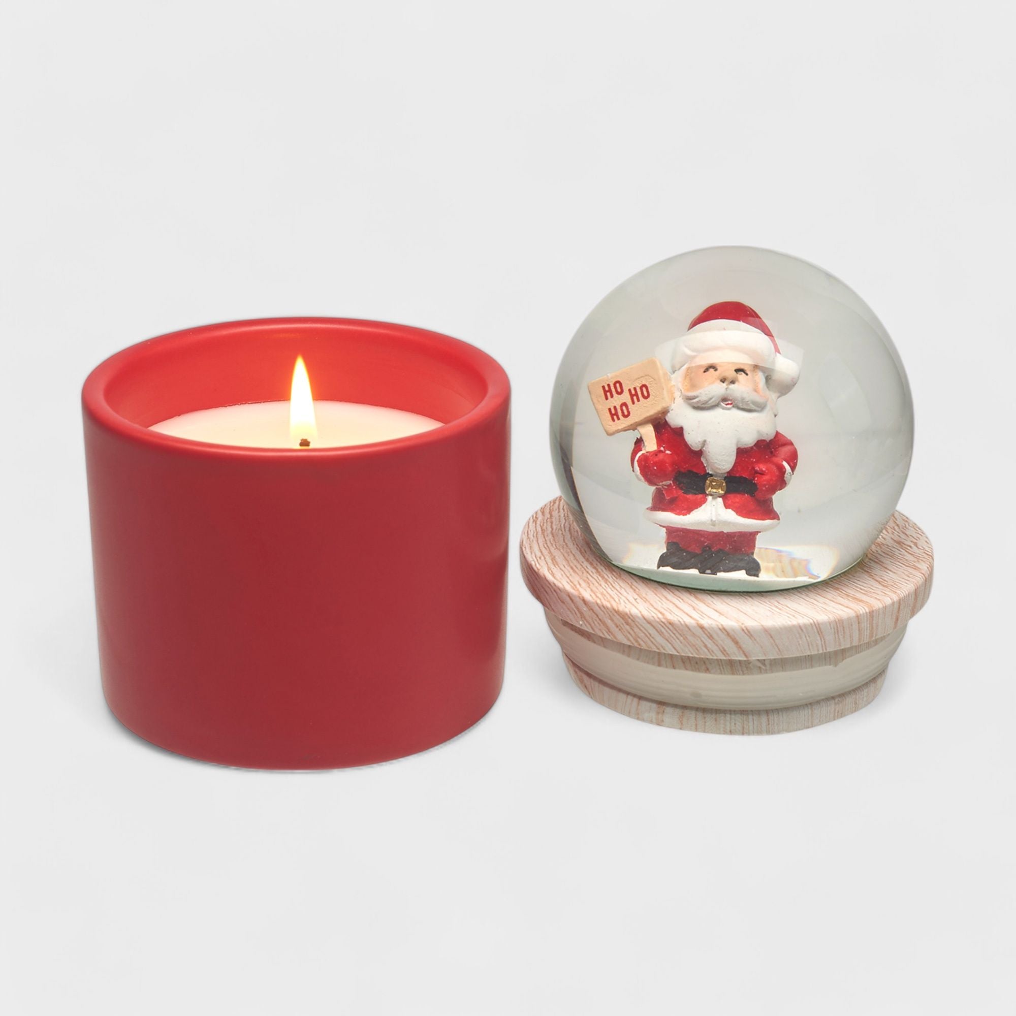Snow Globe Candle for Christmas - Holiday Gift with Snowman & Santa Snow Globes - Dual Use Candle & Decor - 6oz/170g