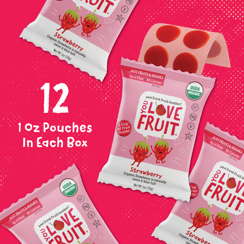 YOU LOVE FRUIT Organic Fruit Snacks — 1 oz Pouches, Pack of 12