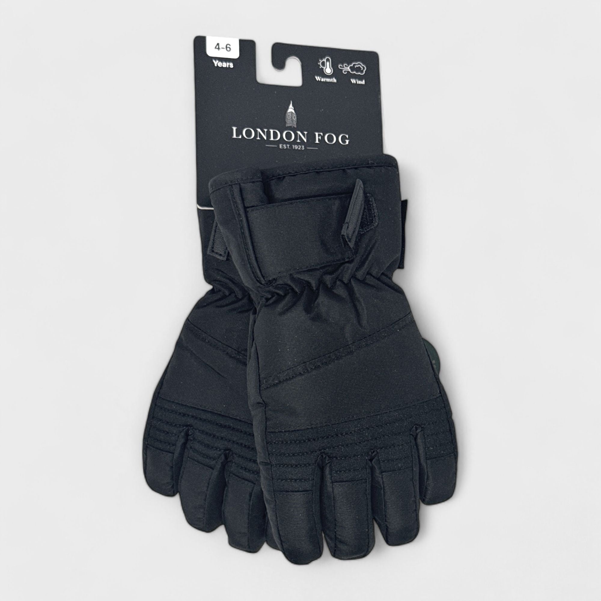 London Fog Boy's Ski Gloves - Winter Sports Snow Gloves with Velcro Closure and Reinforfced Grip for Kids (Size 4-6)