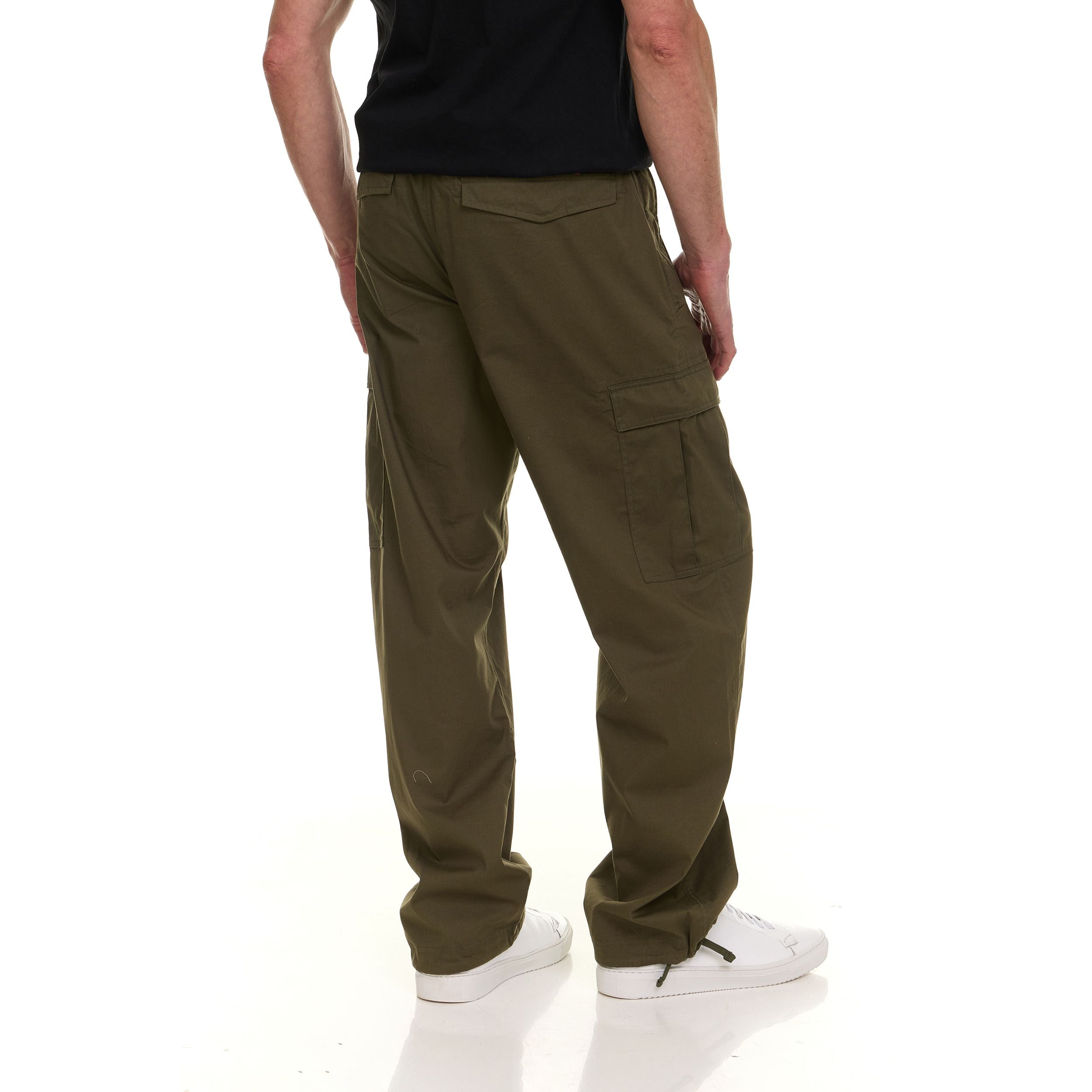 Canada Weather Gear Men’s Wide Leg Cargo Stretch Pants – Lightweight Utility Trousers with Drawstring Hem & Multi-Pockets