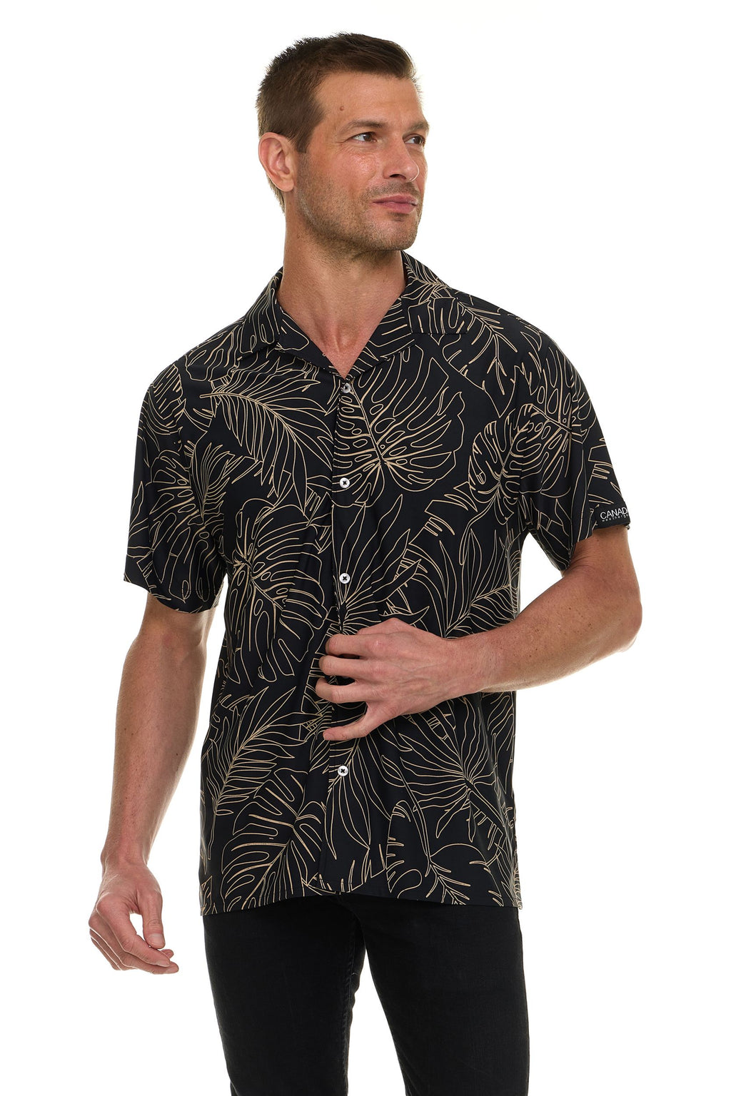 Canada Weather Gear Men’s ICE Fabric Camp Collar Shirt – 4-Way Super Stretch, Wrinkle Resistant, Moisture Wicking Travel Shirt