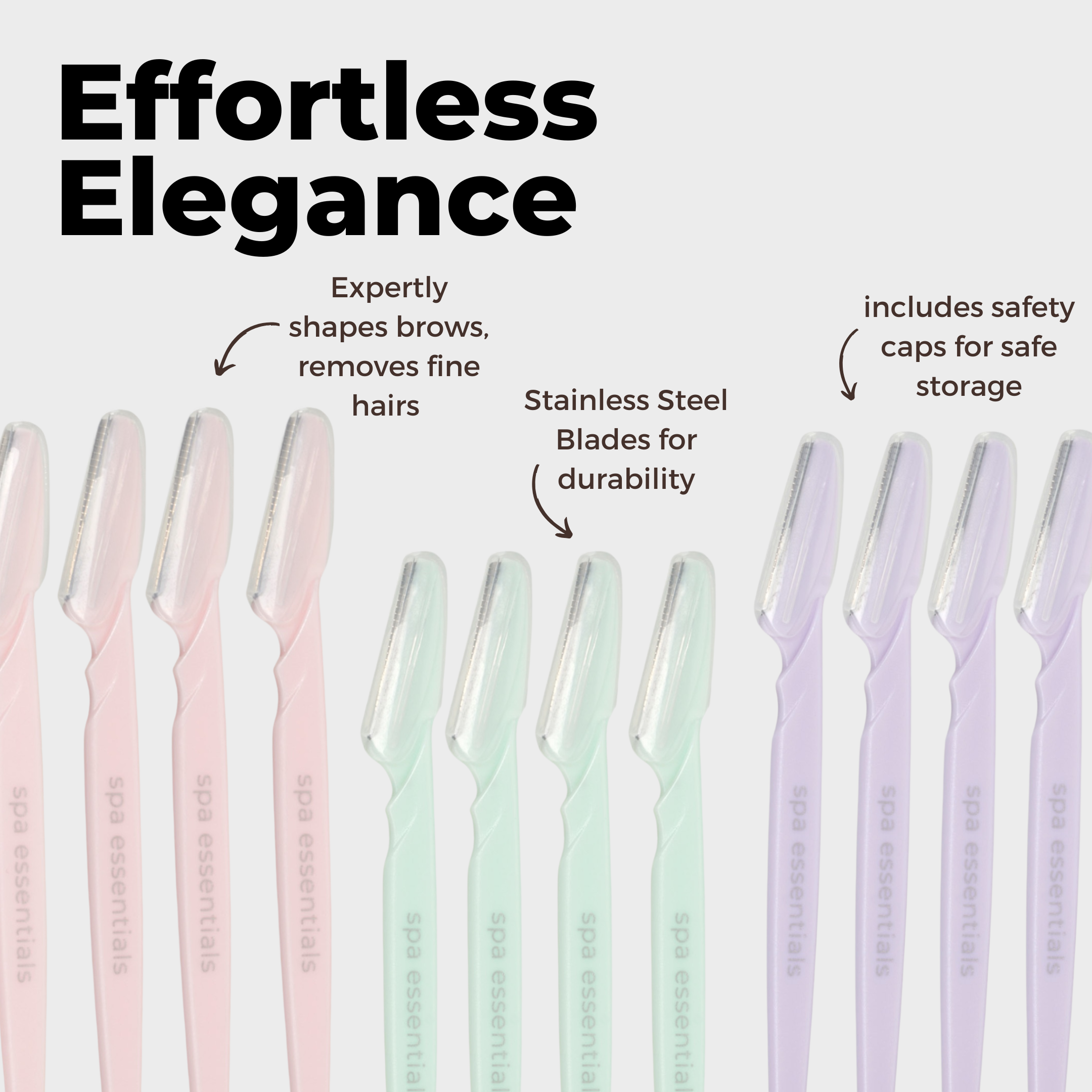 Spa Essentials Face and Brow Razors - Precision Facial Hair Removal and Eyebrow Shaping Tool Set