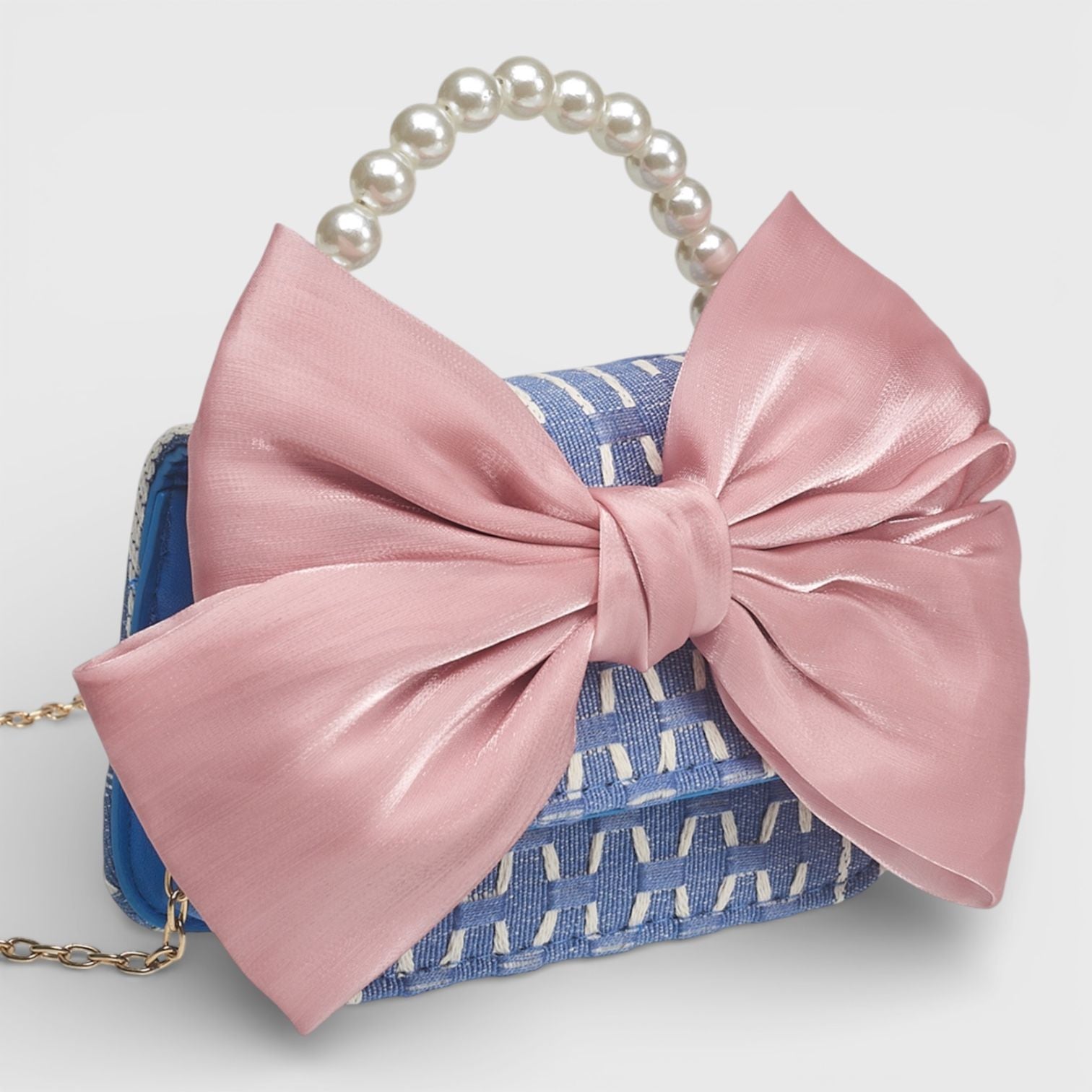 Willow & Ruby Girls' Mini Heart Crossbody Bag with Bow - Blue/Pink