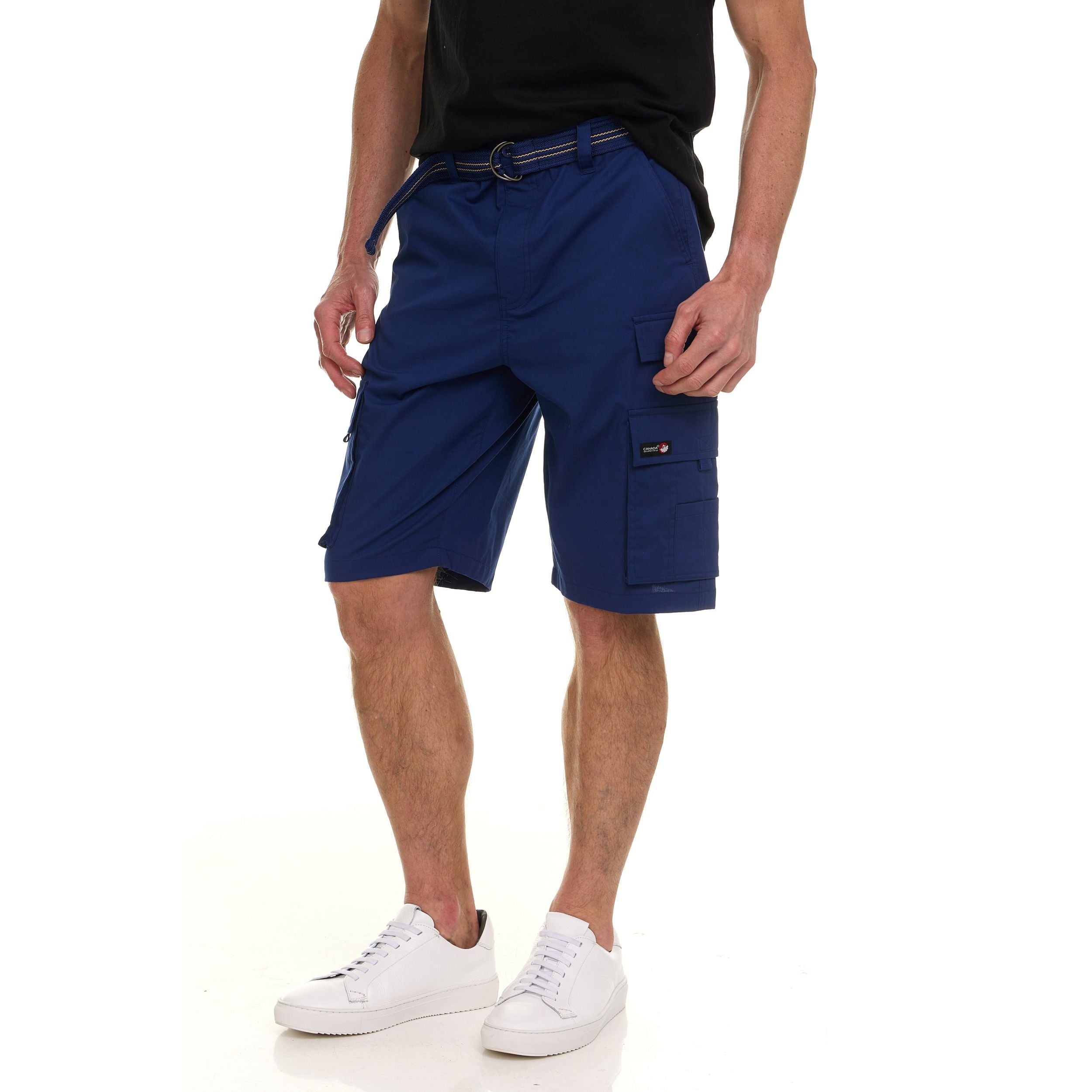 Canada Weather Gear Men’s Belted Cargo Shorts – Lightweight Cotton Stretch Fabric, Classic Fit with Multiple Pockets