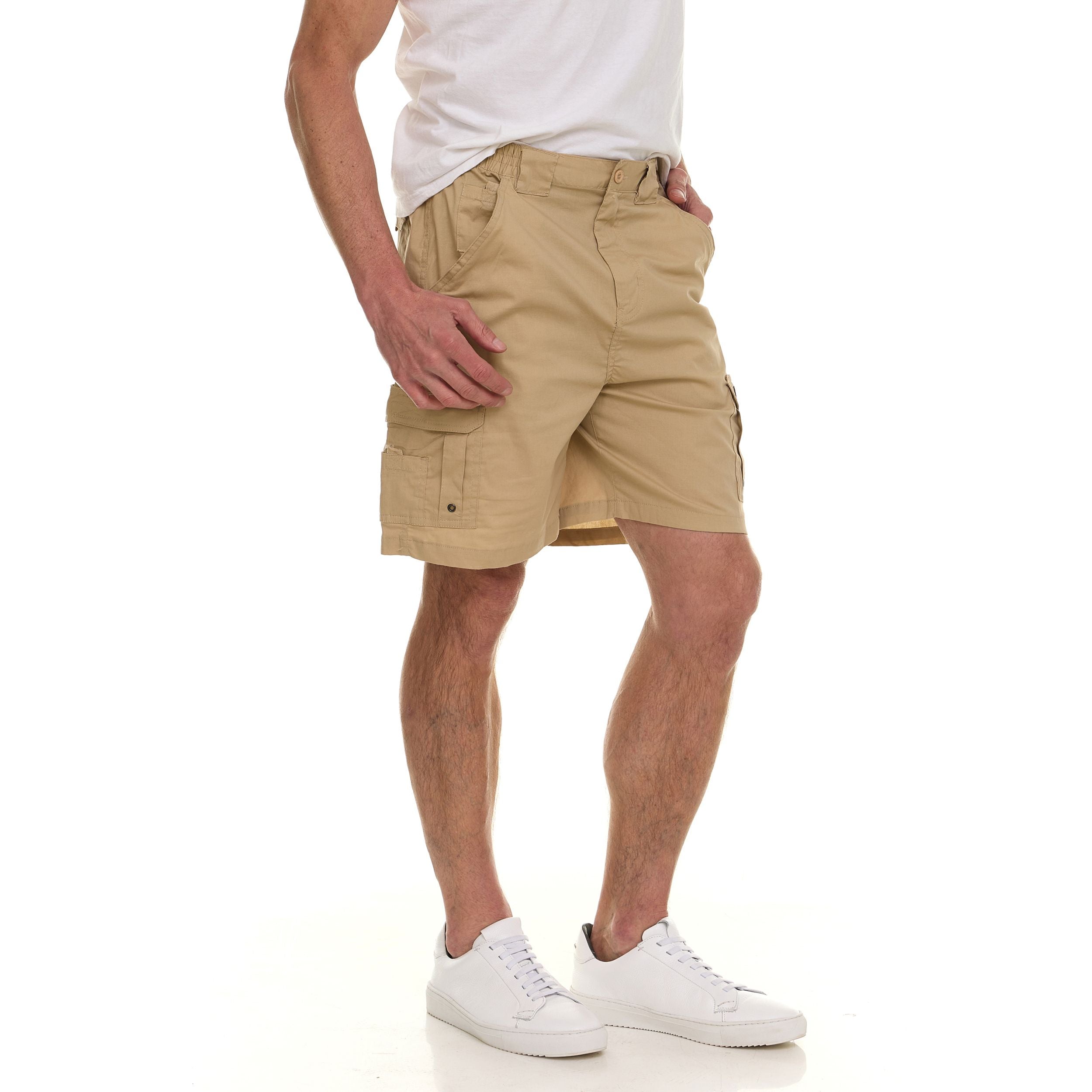 Canada Weather Gear Men’s Cargo Shorts – Relaxed Fit with Utility Pockets & Elastic Waistband – Lightweight Summer Shorts