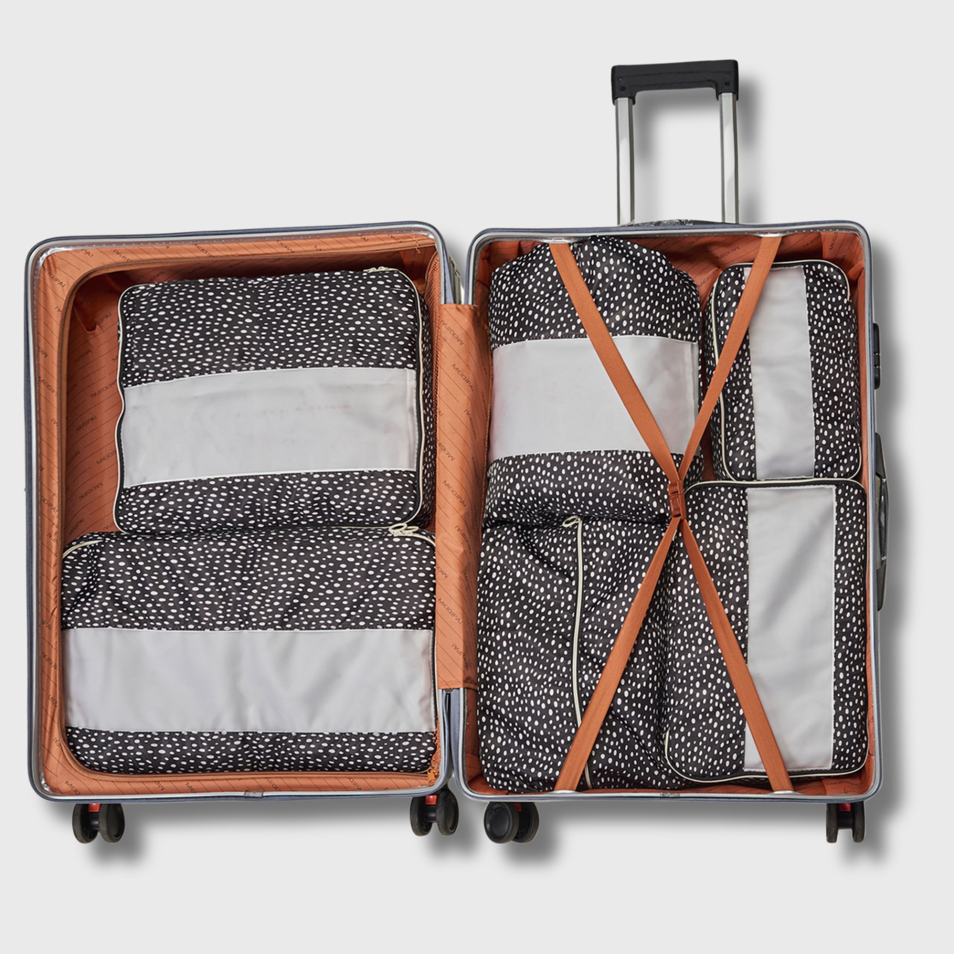 French Connection 6pc Packing Cube Set - Travel Storage Set (Polka Dot)