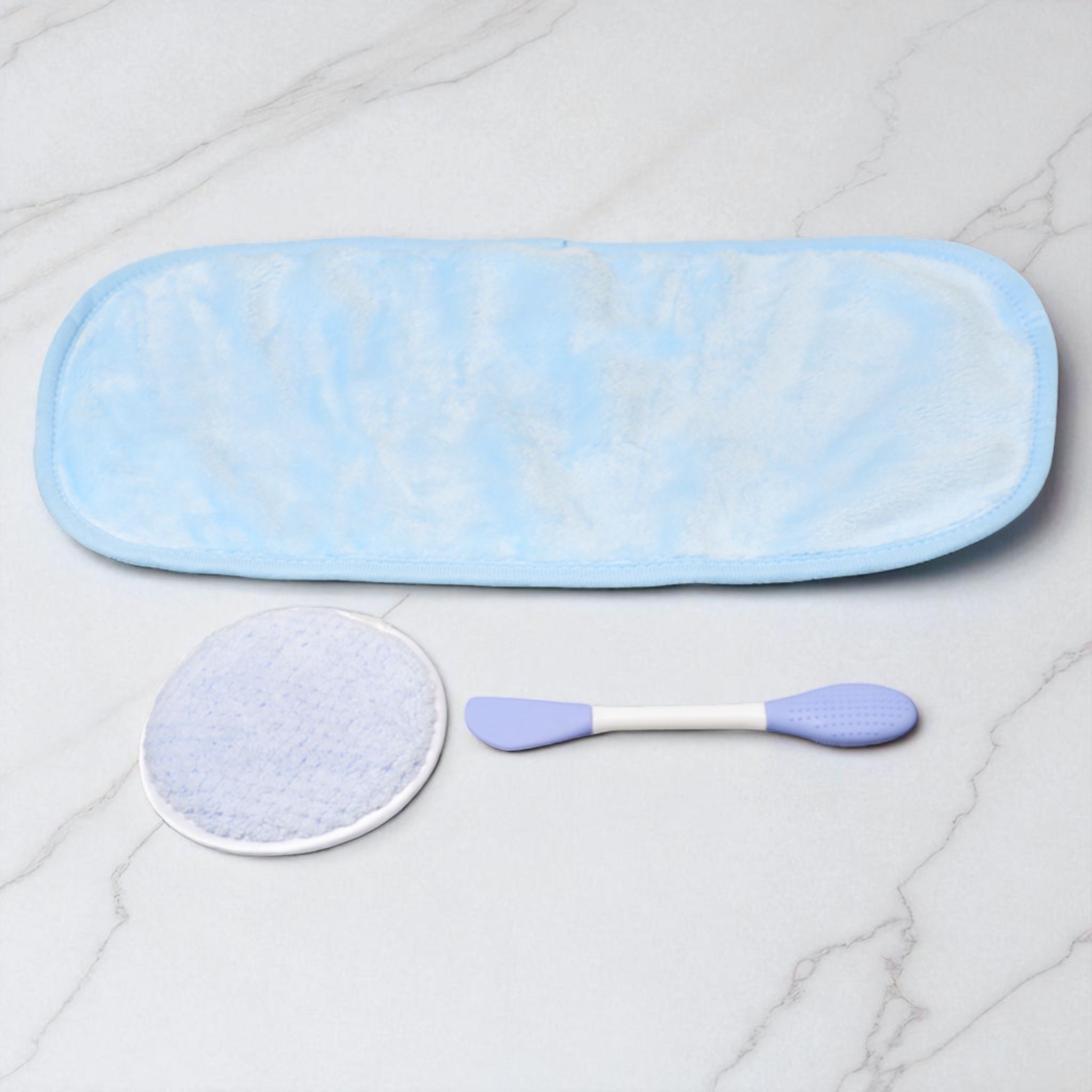 Spa Essentials 3-Piece Facial Care Set – Ultra-Soft Headband, Reusable Cleansing Pad & Dual-Ended Applicator